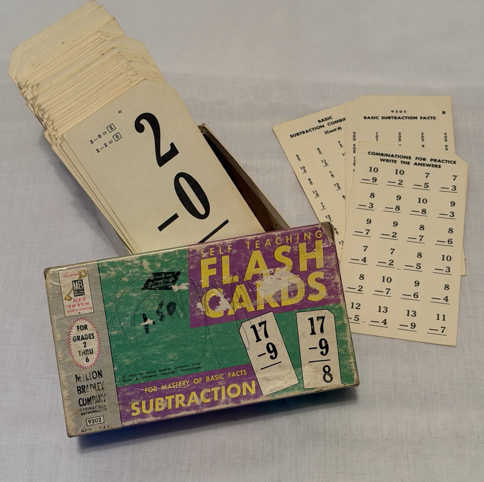 (4) Vintage 1962 and 1963 Milton Bradley Flash Cards Grades 2 thru 6