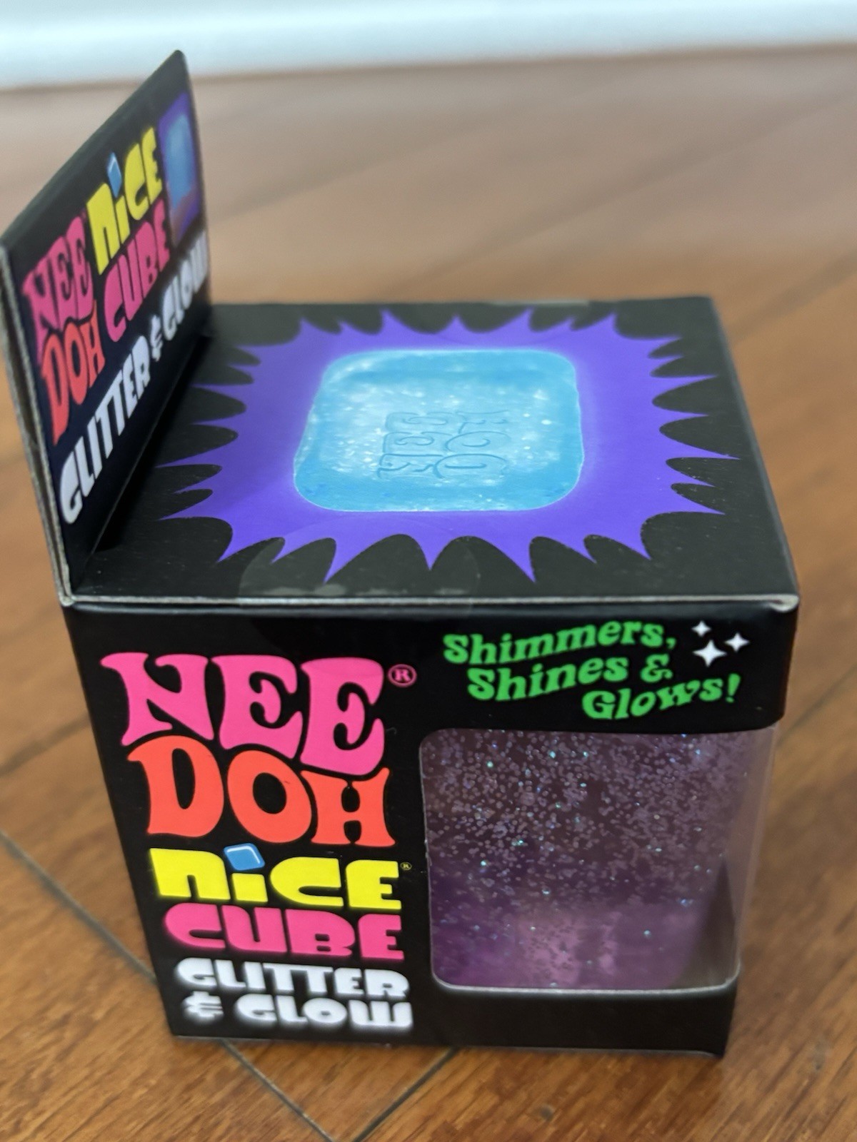 PURPLE NeeDoh Nice Cube Glitter & Glow, Nee Doh Squishy, Glowing Ice Cube Viral