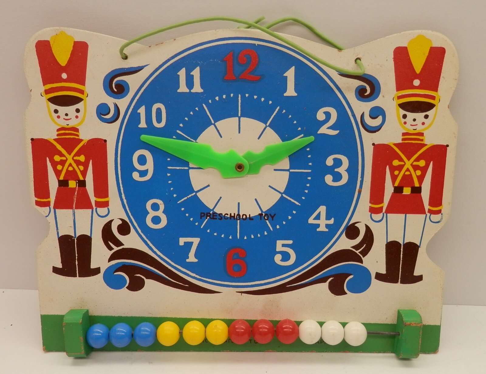 Preschool Clock Learning Toy Nichigan’s Toy Vintage Japan w/Toy Soldier Art v.1