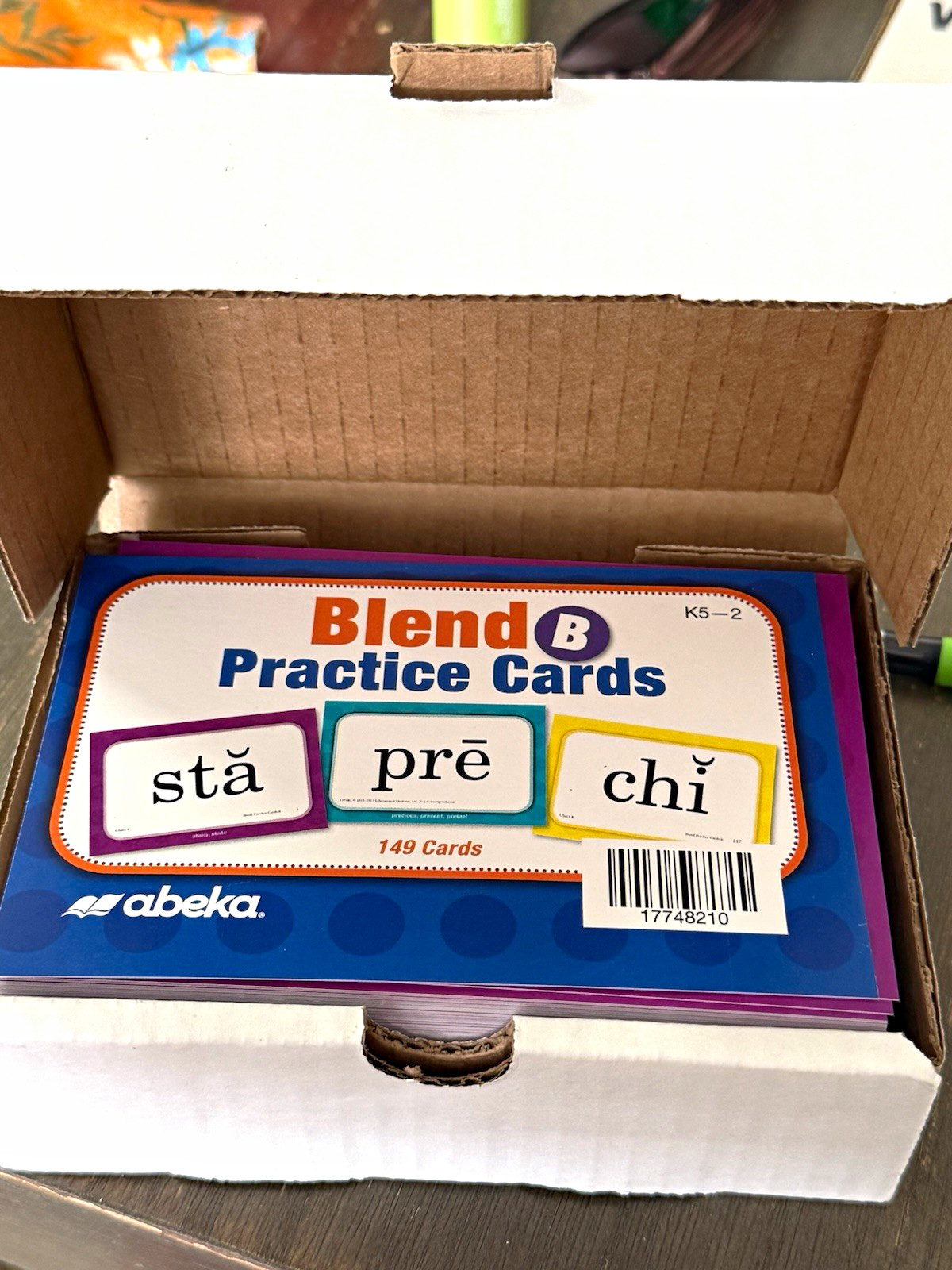 Abeka Blend B Phonics Practice Cards 149 Multicolor Ages 4-7 Letters