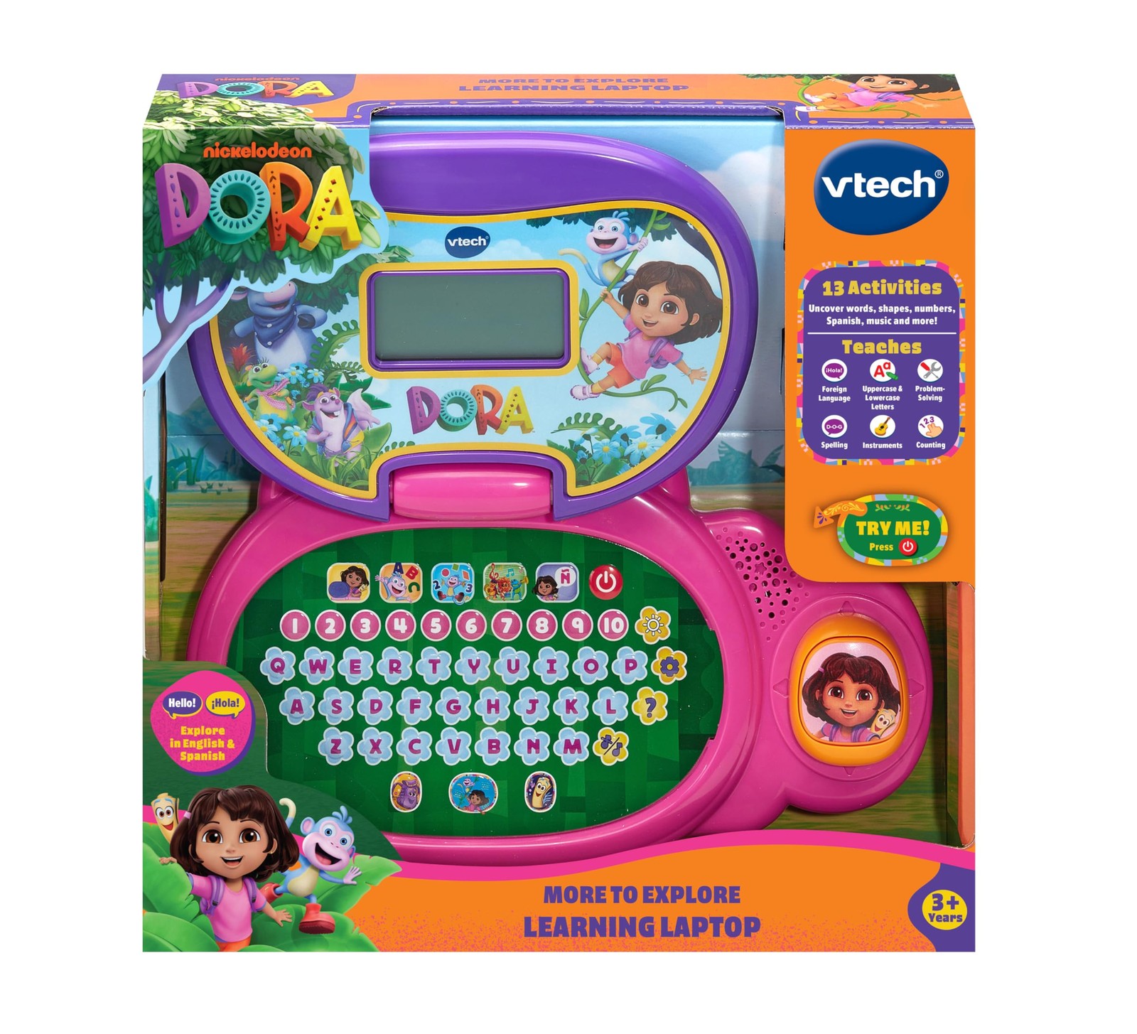 VTech Dora More to Explore Learning Laptop 11.8″ x 11.9″ x 2.2″, Multicolor