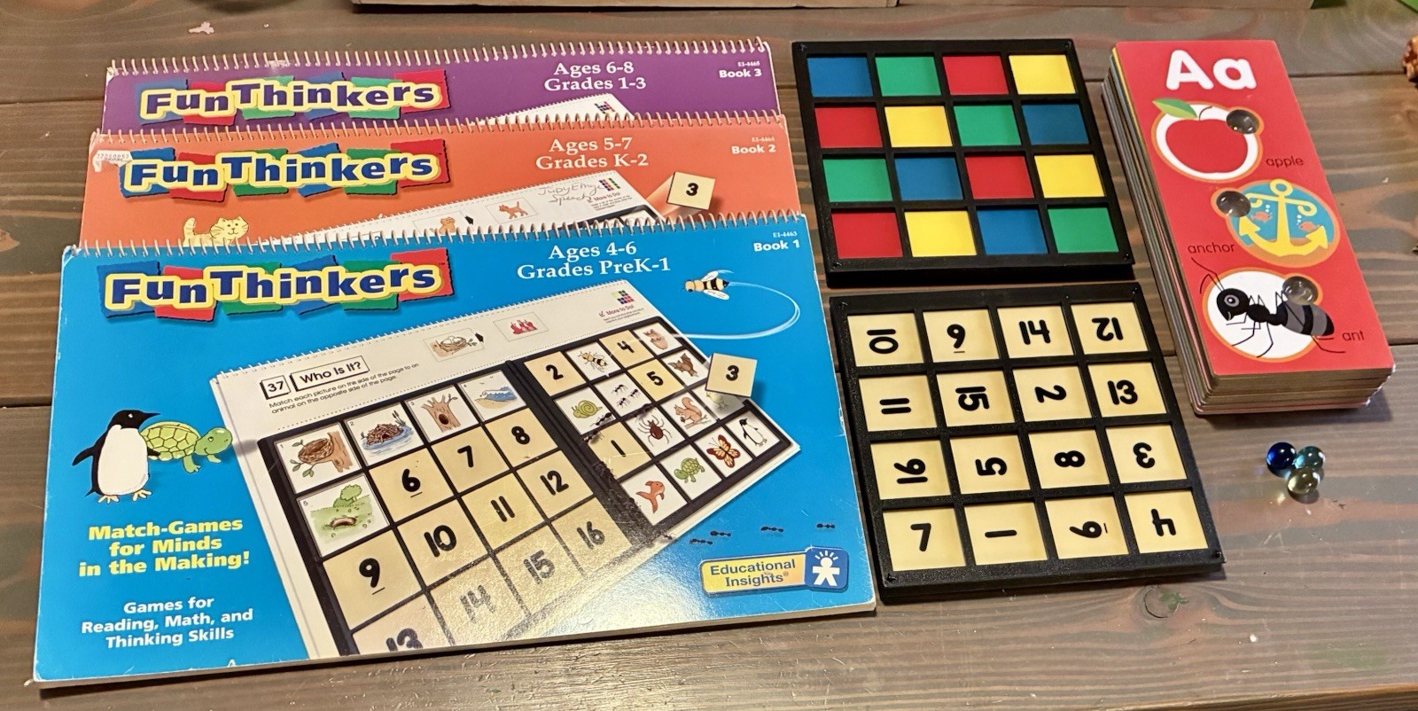 Educational Insights Fun Thinkers Match-Games Set Reading Math Cards Ages 4-8