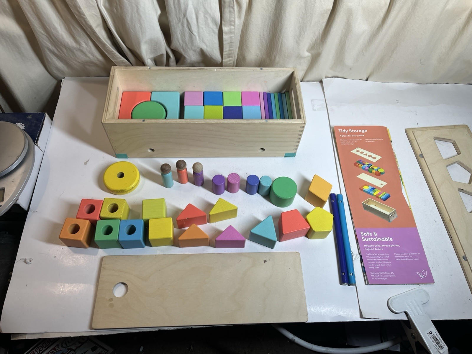 LOVEVERY The Block Shape Wooden Montessori Kids 59 Pieces Incomplete READ