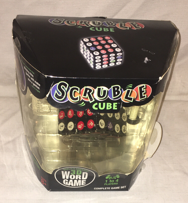 NEW ! SCRUBBLE CUBE WORD 3D GAME COMPLETE GAME SET 1 To 4 Players