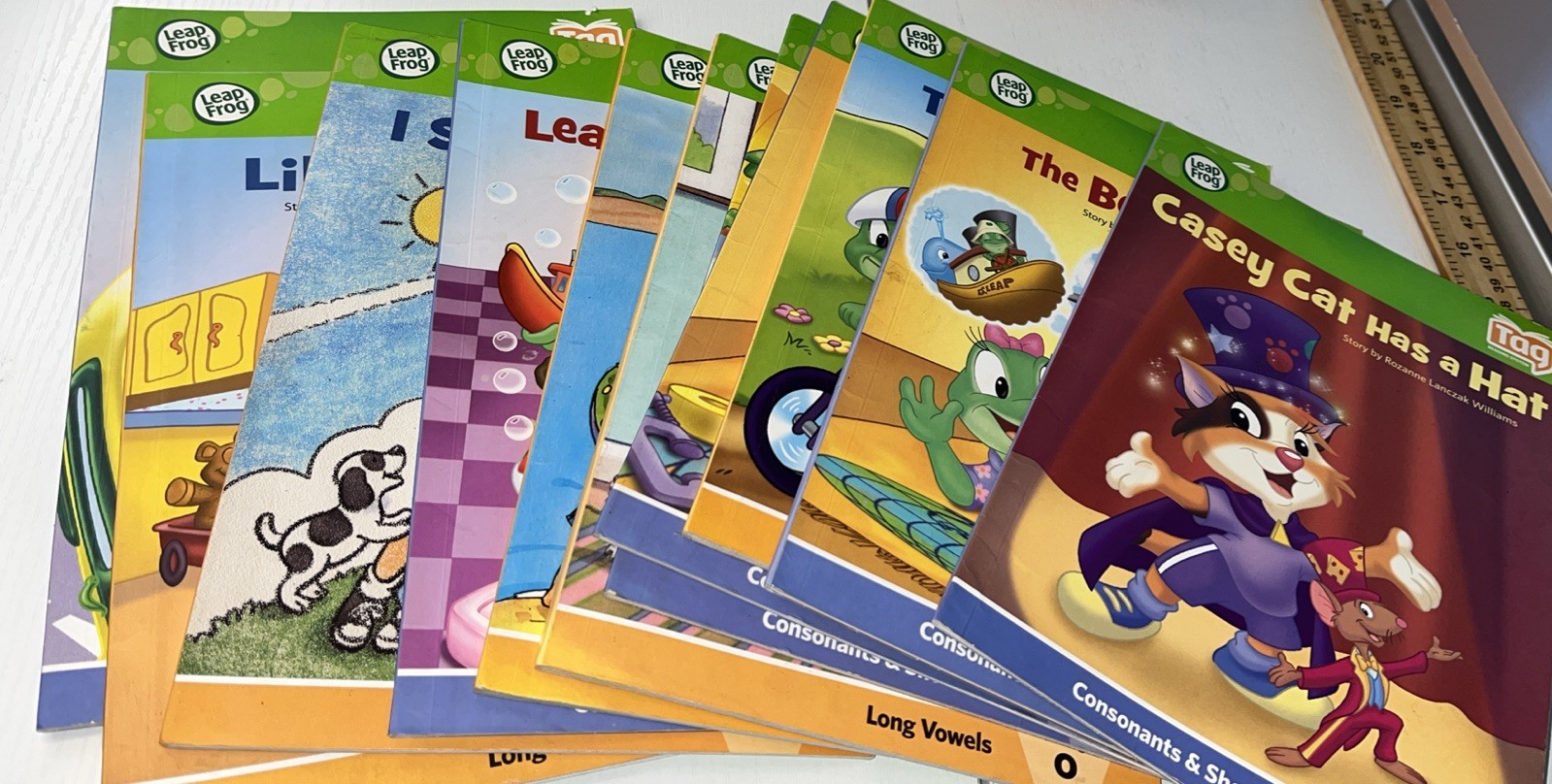 Leap Frog TAG Books (x13 Set Lot) Vowel Sounds Disney Pixar Cars HB Book READ
