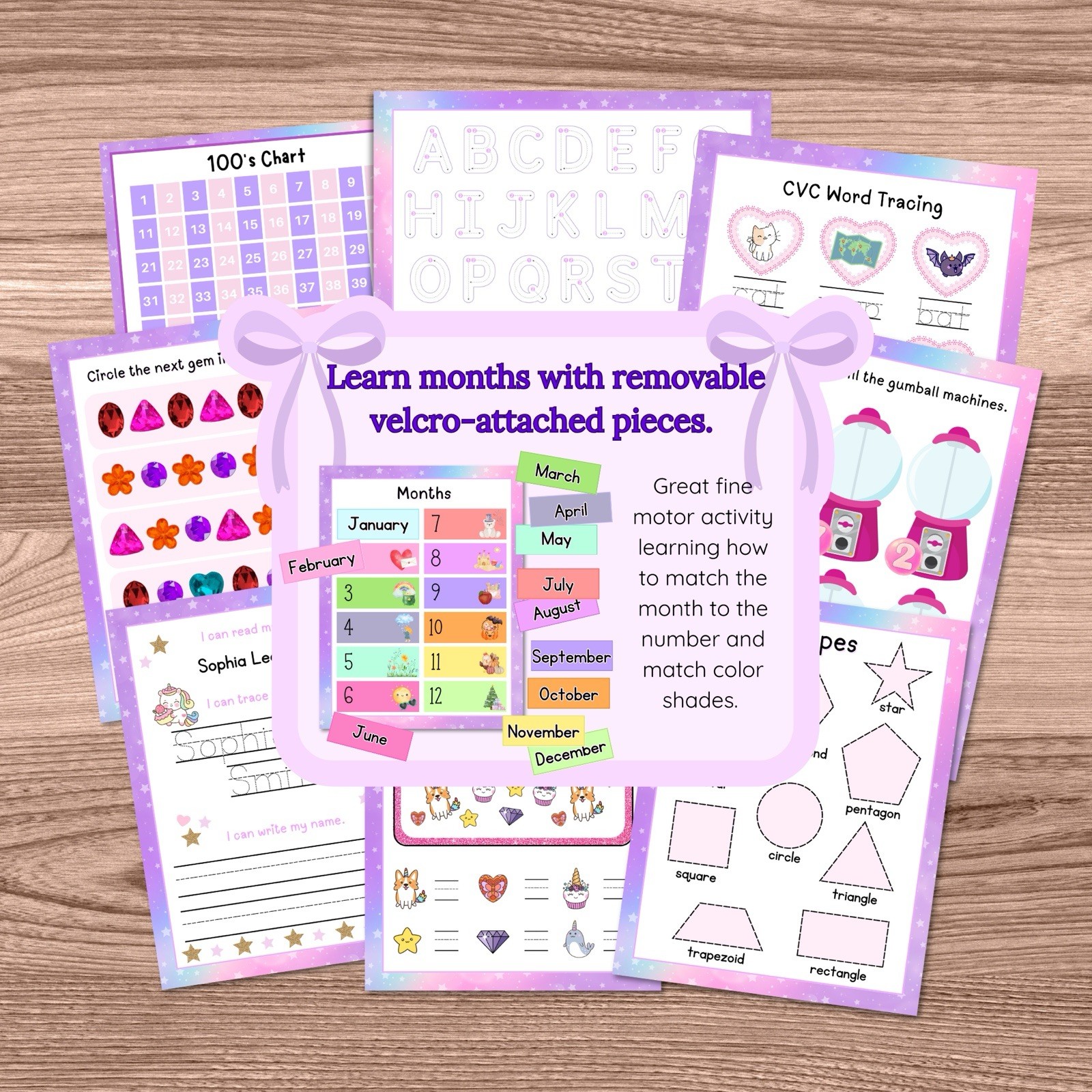 Reusable Preschool Dry-Erase Workbook | Ages 3-5 | Unicorn & Dinosaur Theme