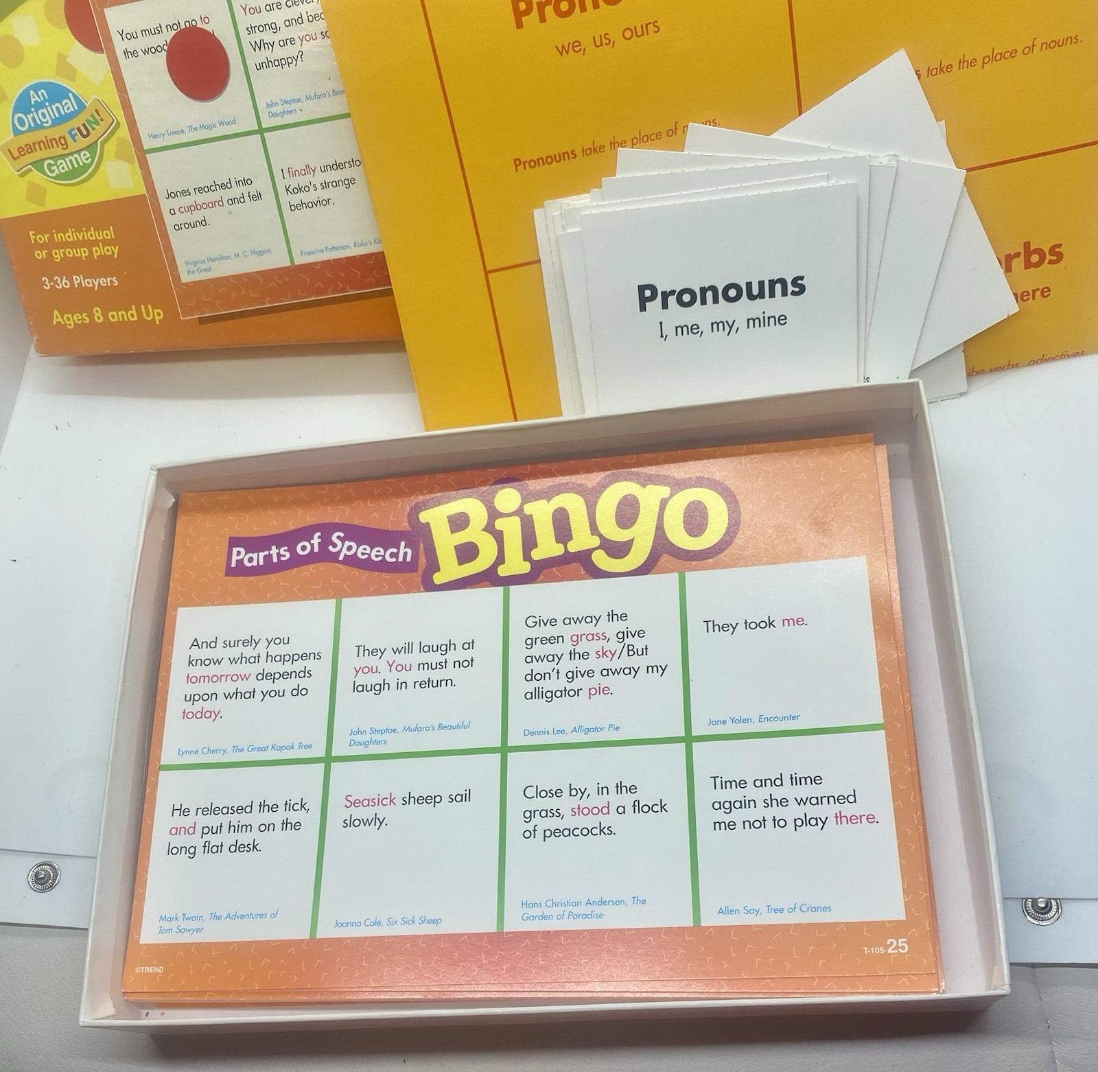 TREND Parts of Speech Bingo Homeschool Teacher Resource English Literature Game