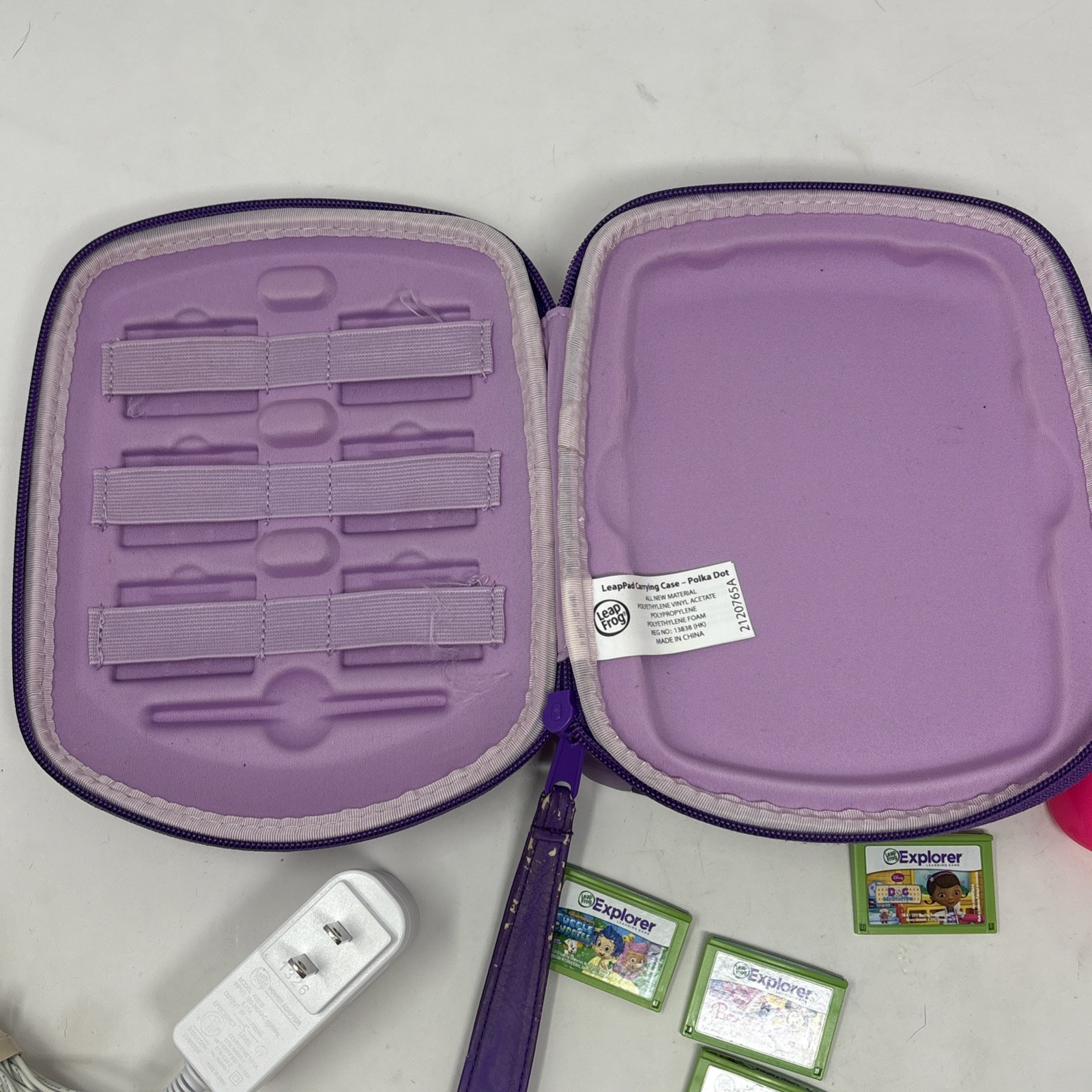 LeapFrog Leap Pad 2 Kids Tablet, Purple Carrying Case, 4 Games Lot Working