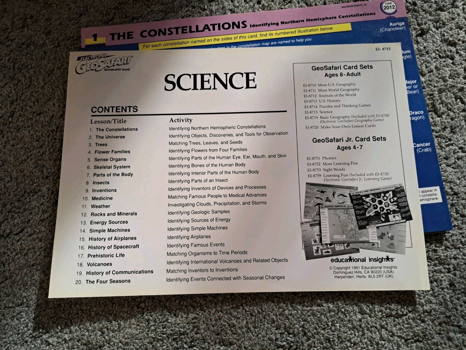 Electronic Geosafari 20 Lessons Science Cards Geography Game