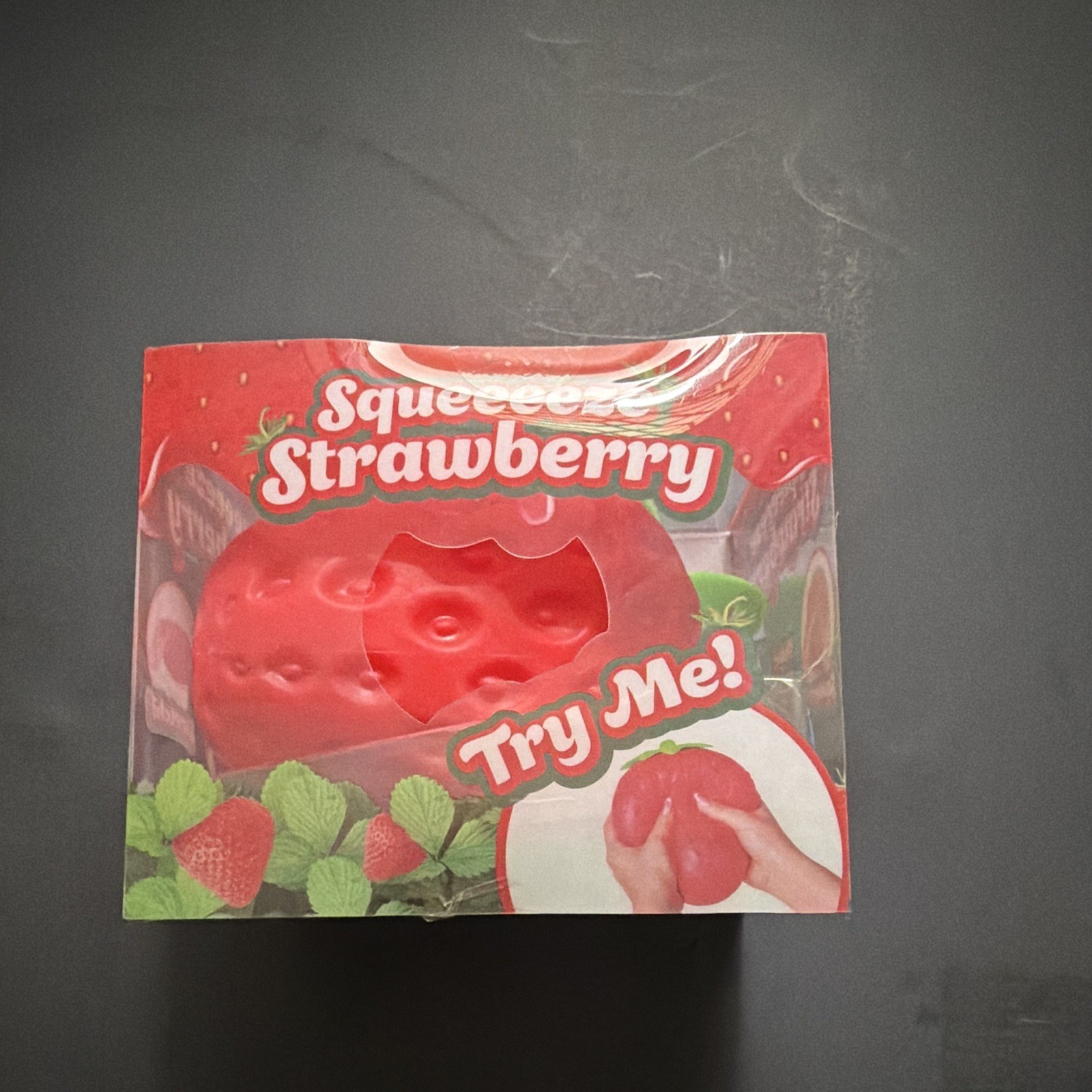 Squeezy Strawberry Squishy Squeeze Toy, Red/Green, Ages 3-11 (3+ Years)