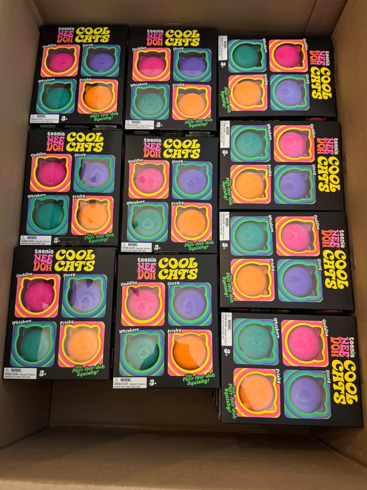 50 NEW Teenie NeeDoh Cool Cats 4 Pack, Four Nee Doh Mini Cats Set 100% AUTHENTIC