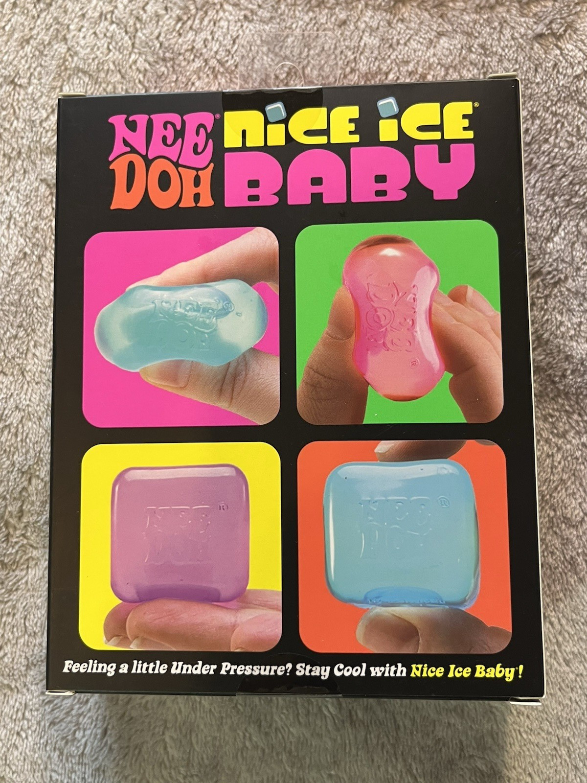 Nee Doh Nice Ice Baby Super Solid Squish Tactile Squeeze Toy Cubes 4-Pack