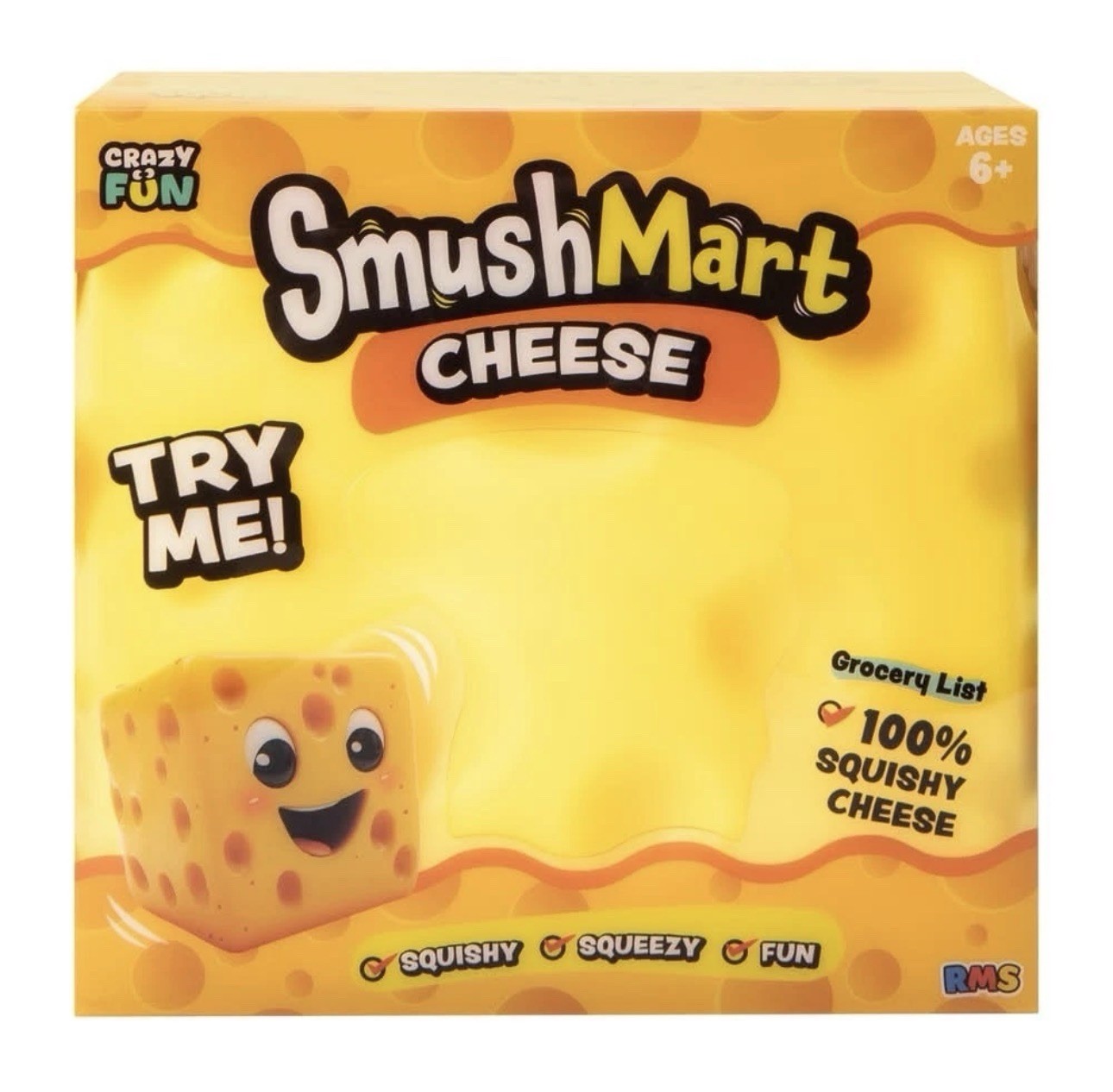 RMS Crazy Fun SmushMart Cheese Squishy Squeezy Stretch Sensory Toy TIK TOK VIRAL