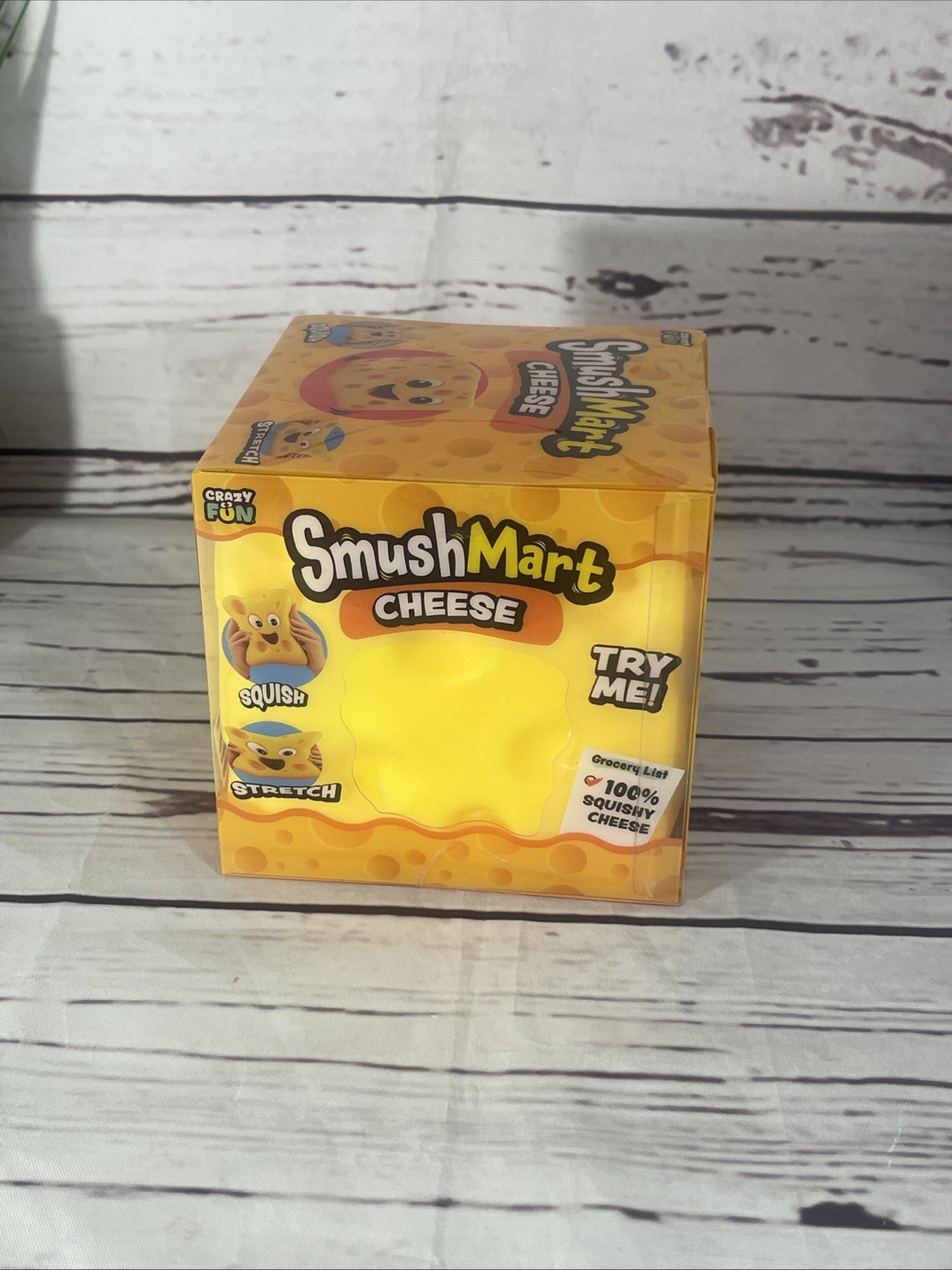NEW Crazy Fun Smush Mart Cheese Squishy Toy – Food Fidget Squeeze Stress Ball