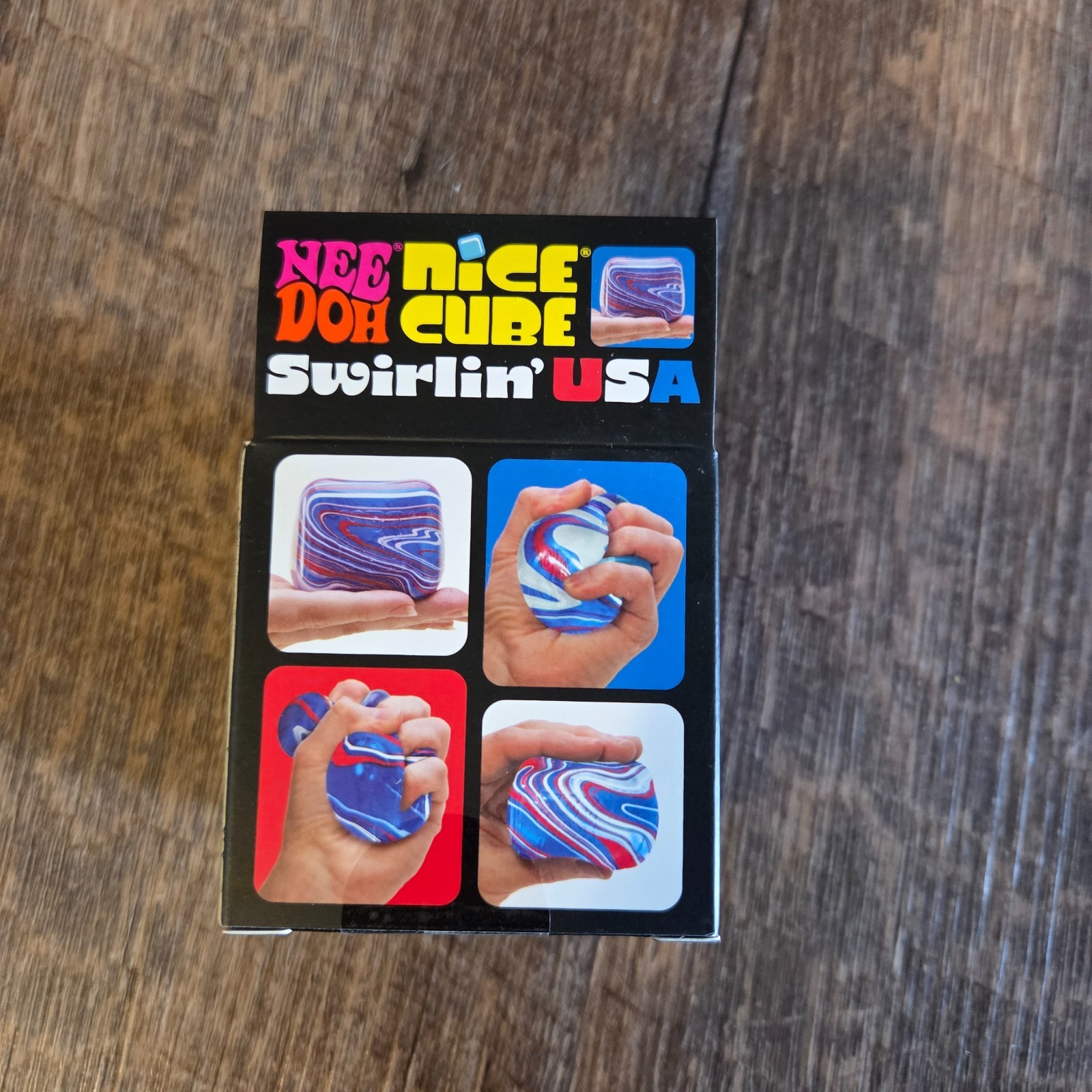 NEE DOH Nice Cube Swirlin’ USA Super Solid Squish RED WHITE BLUE SWIRL NEEDOH
