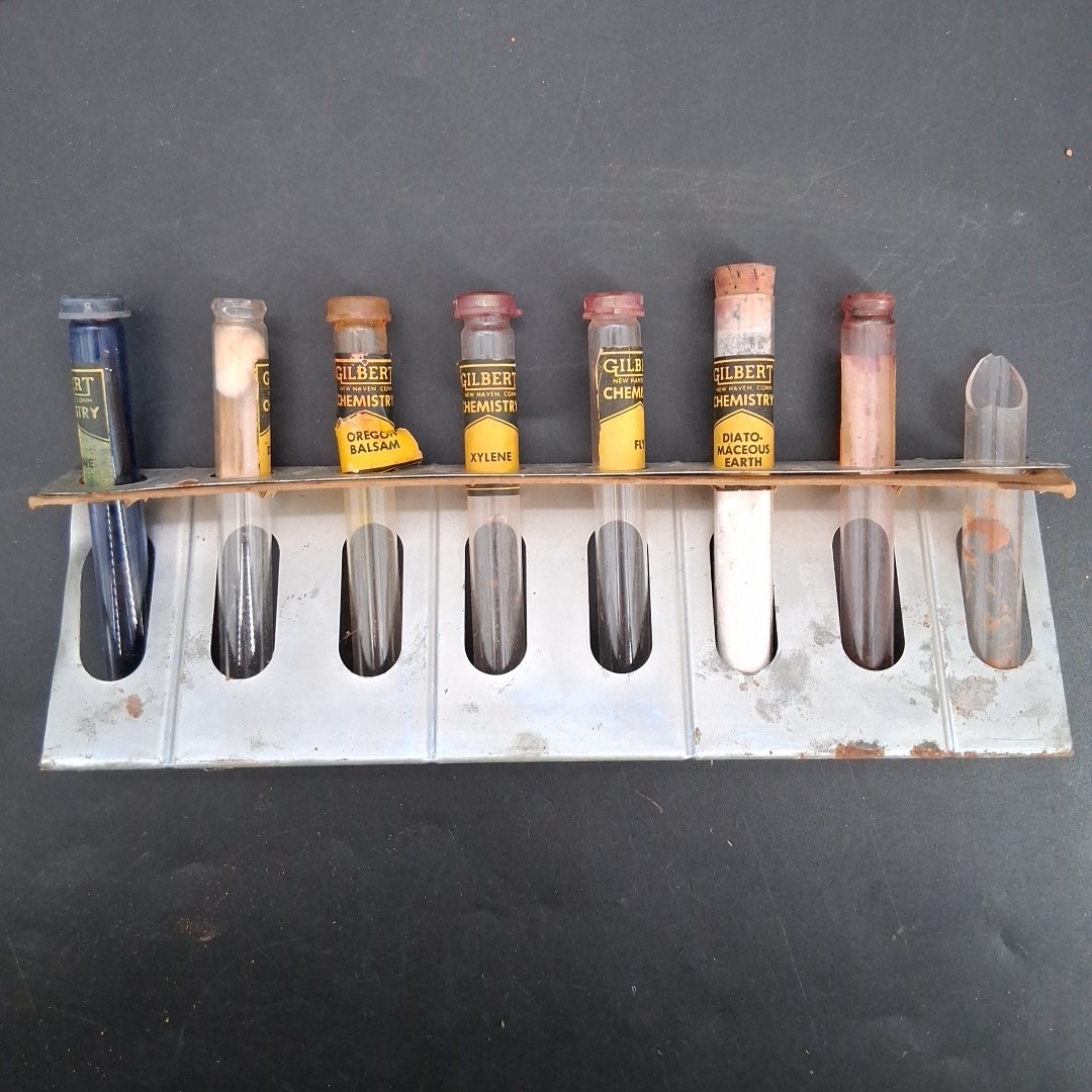 Vintage A.C. Gilbert Chemistry Experiment Lab Set 13021 Case Manual & Test Tubes