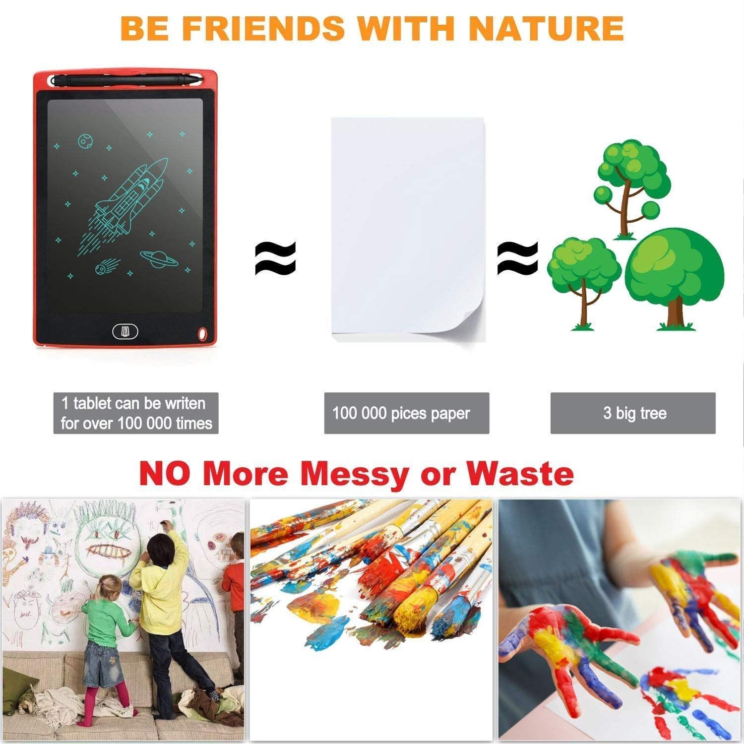10′ inch LCD Writing Tablet Toddler Educational Toy Reusable Portable Tablet