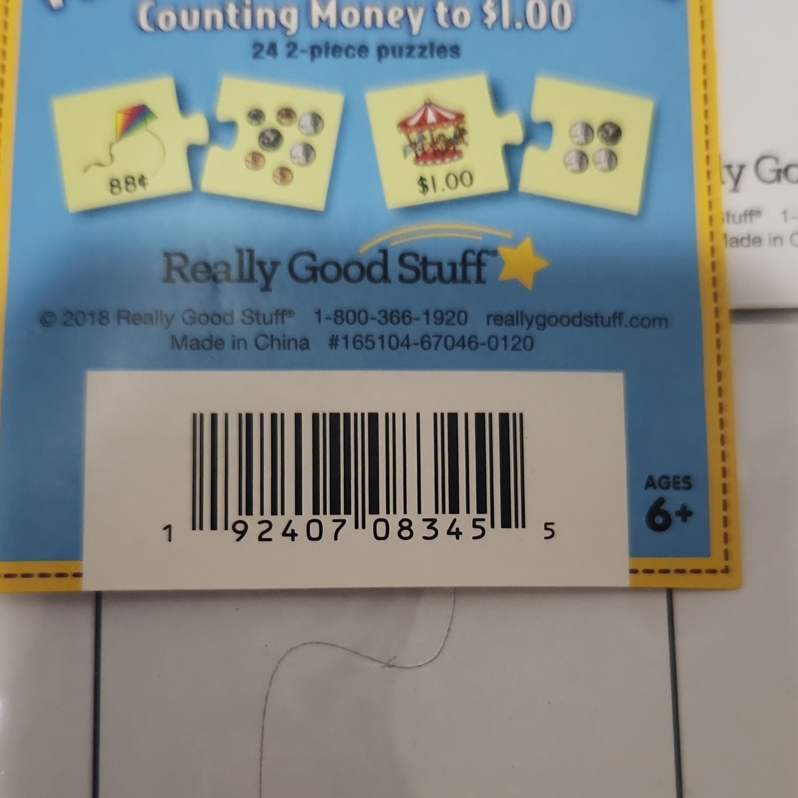 Really Good Stuff Find-a-Pair Puzzles Counting Money to $1.00 Ages 6+, Multicol…