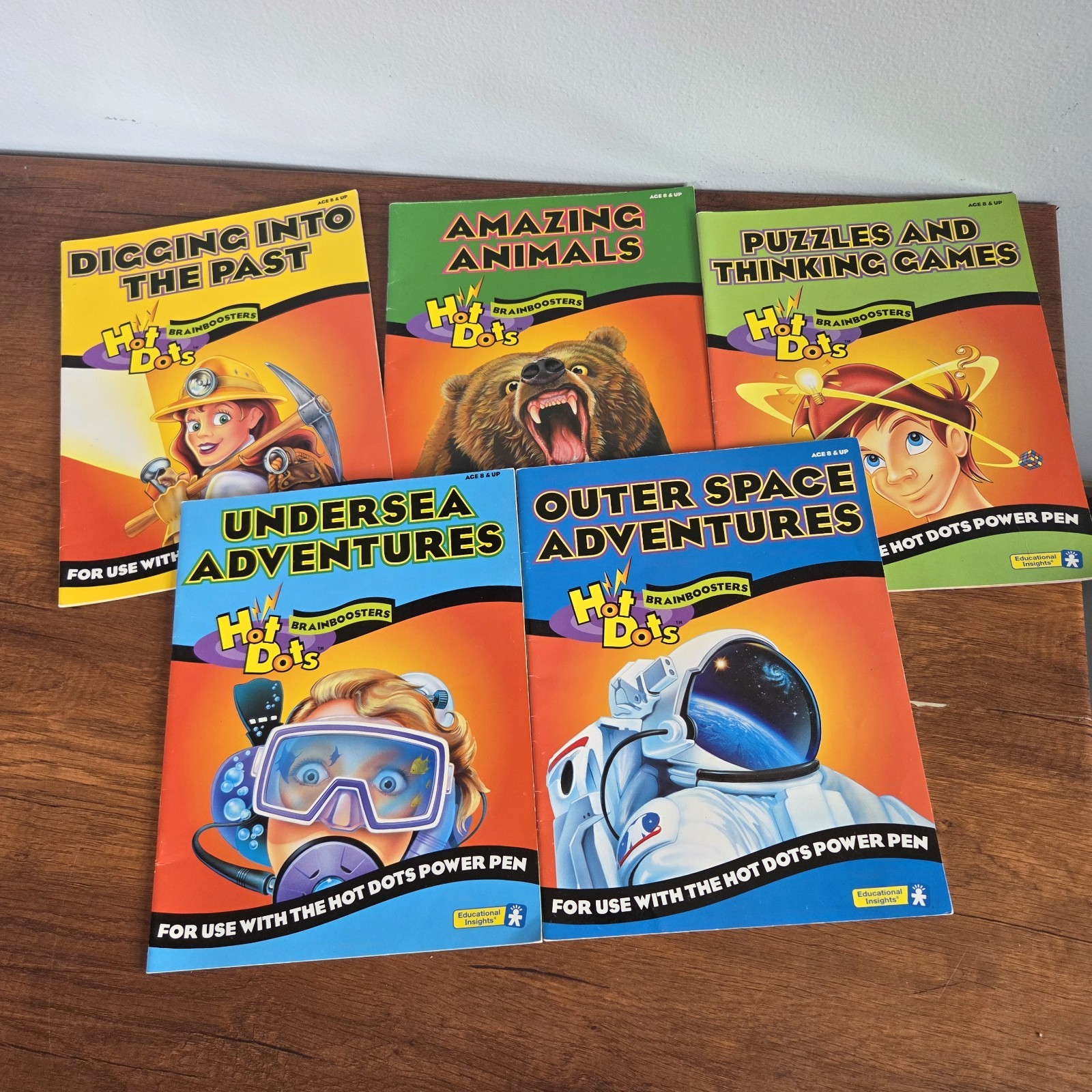 (5) Hot Dots Activity Books – Ages 8 and Up – No Pen Included