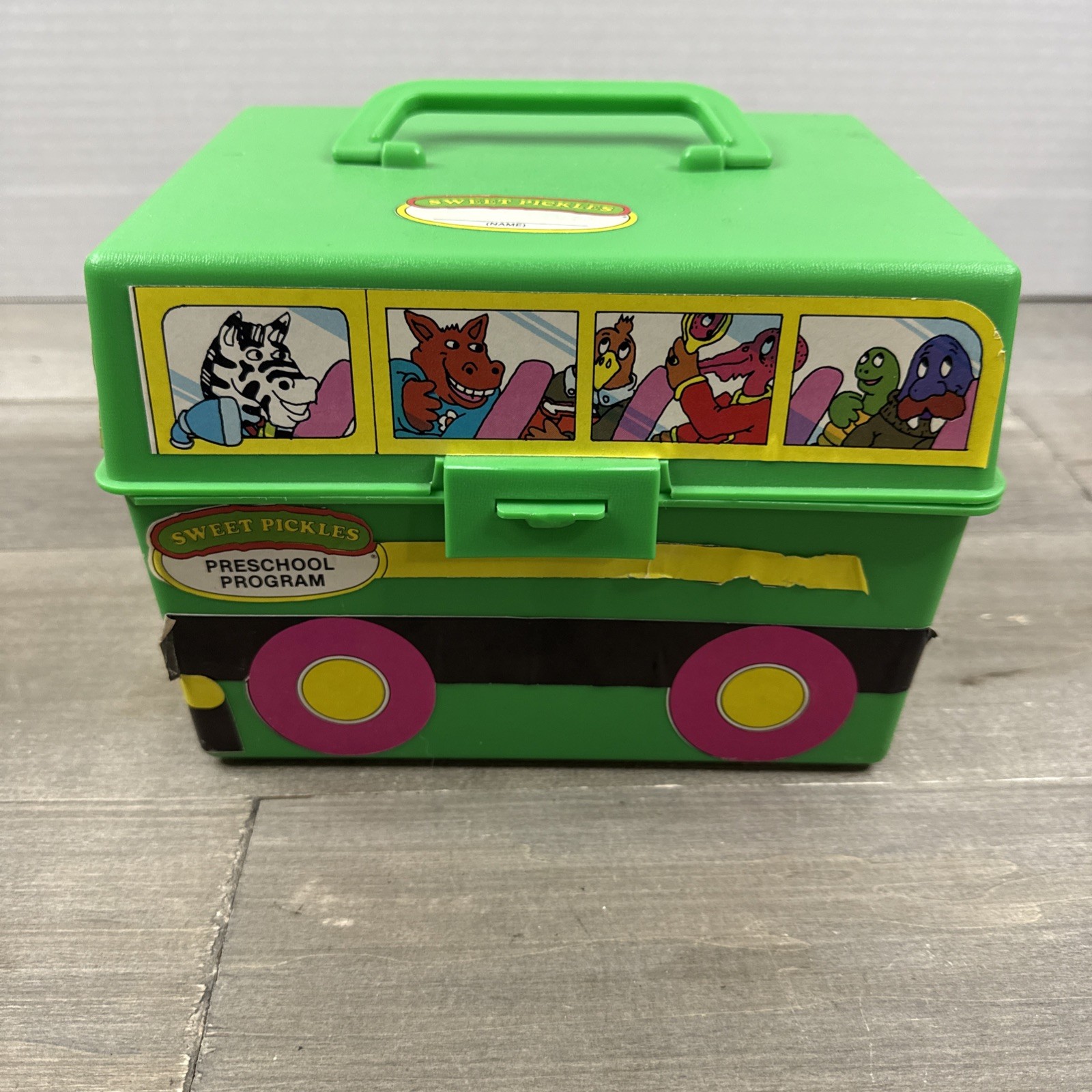 Vintage Sweet Pickles Preschool Program Activity Bus Case w/ Cards & Pieces