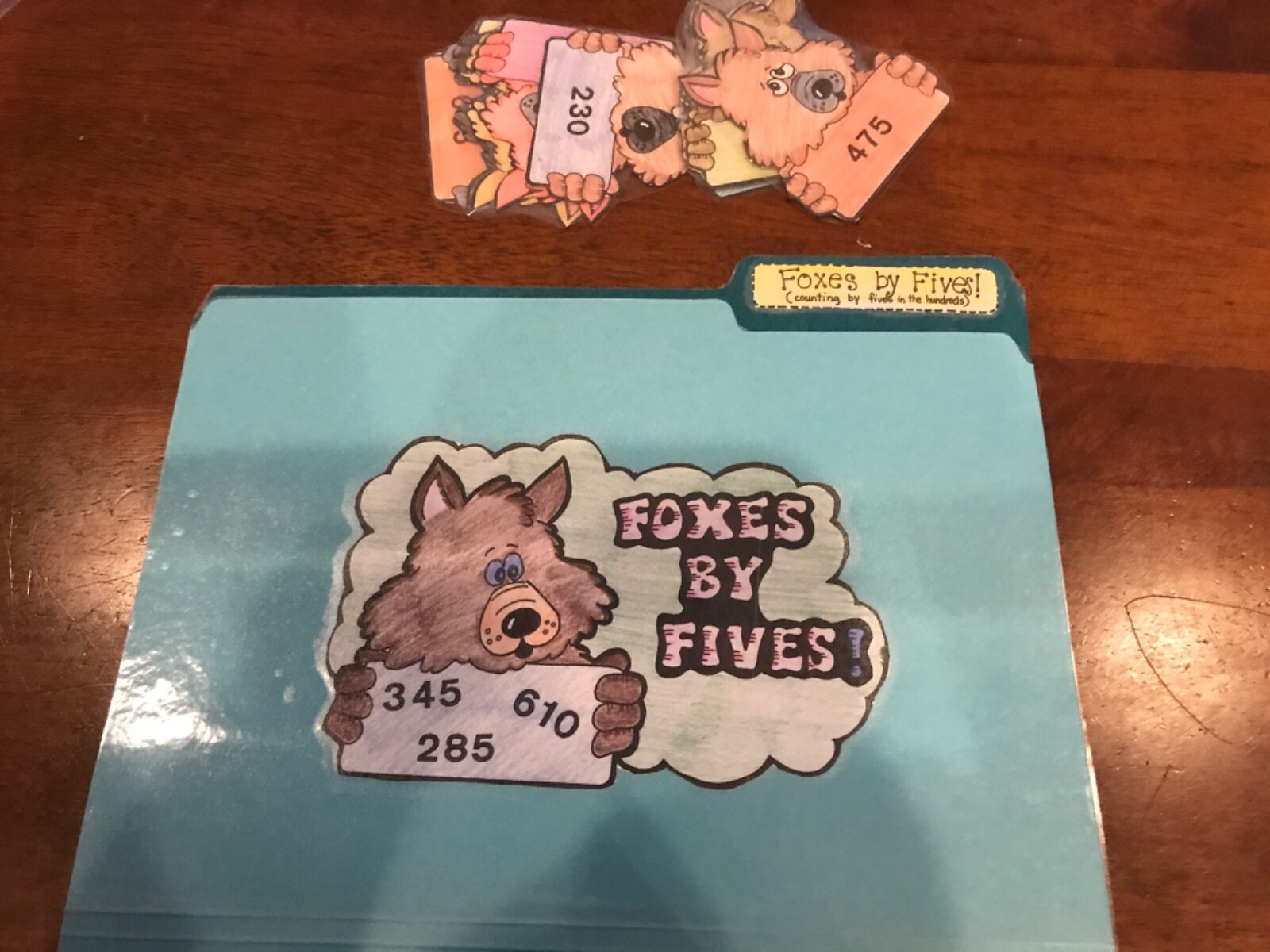 Foxes by Fives, counting by fives 2nd grade math file folder game teacher