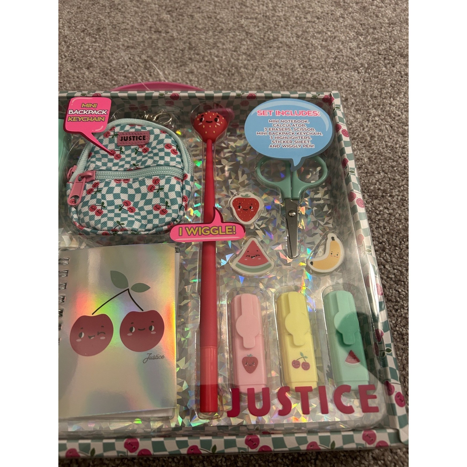 Justice Activity Set Girls OS Teal Pink New 12pc Mini Backpack Stationery Kit