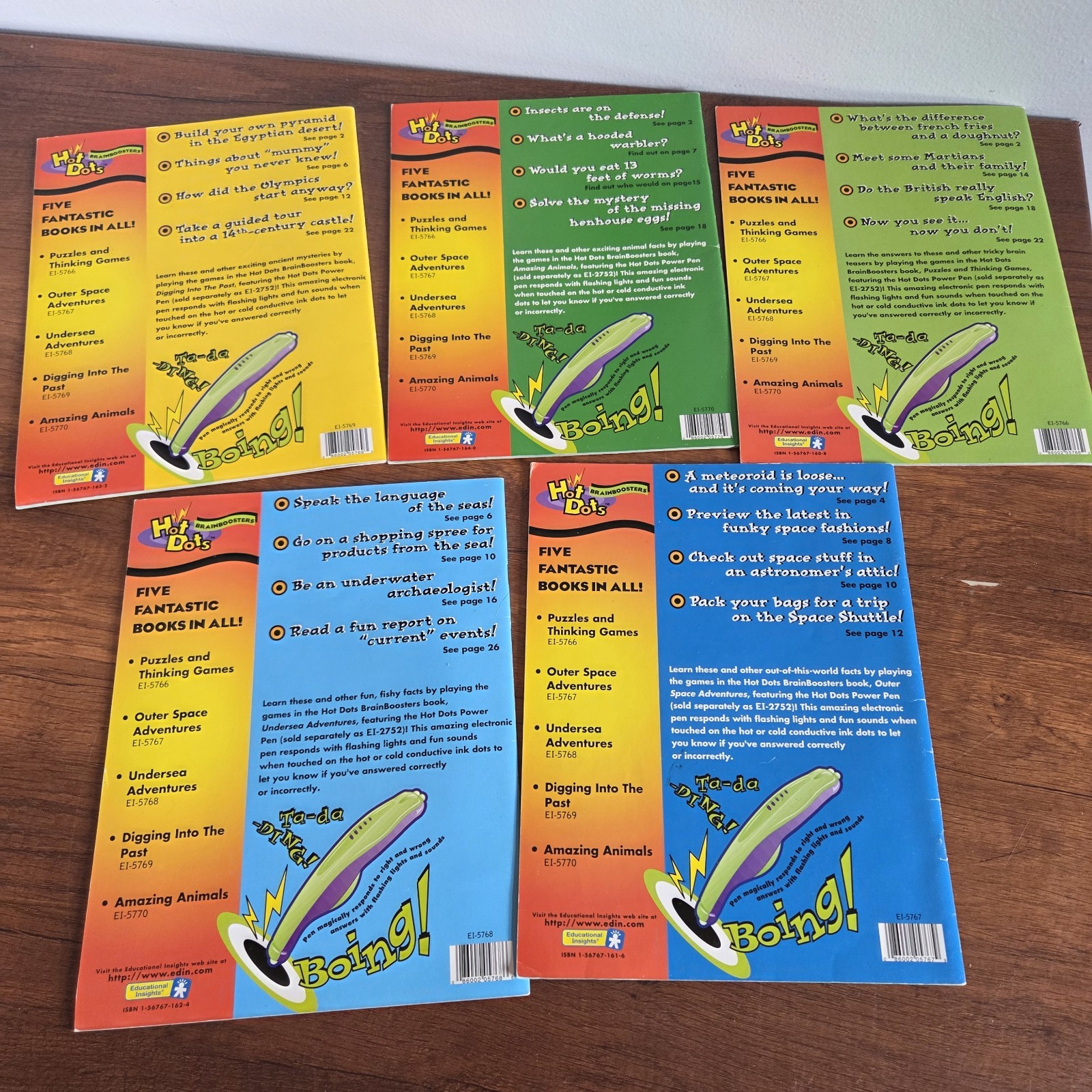 (5) Hot Dots Activity Books – Ages 8 and Up – No Pen Included