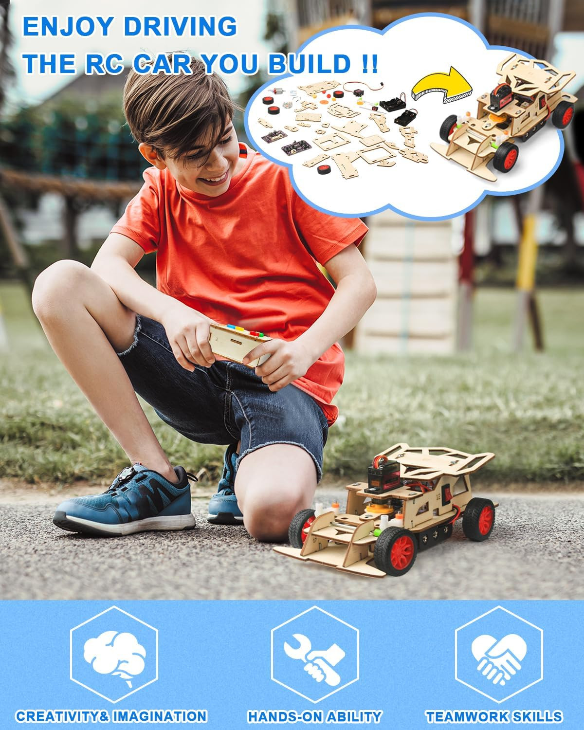 STEM Kits for Kids 8-10, STEM Toys for Boys Ages 8-13, Remote Control Car, Woode