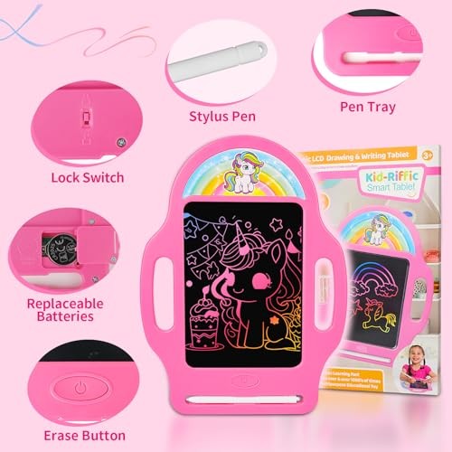 8.5 Inch Magic LCD Writing Tablet for Kids 2-7 – Unicorn Rainbow Learning Pink