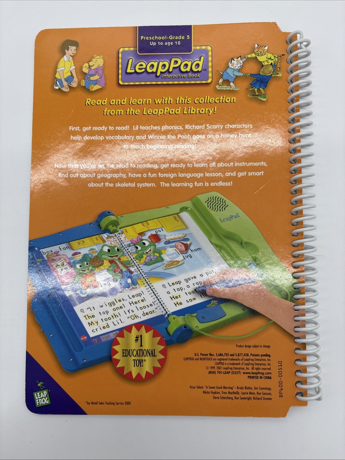 Vintage 2001 LeapFrog Leap Pad Learning System Console + 10 Books ~ Works