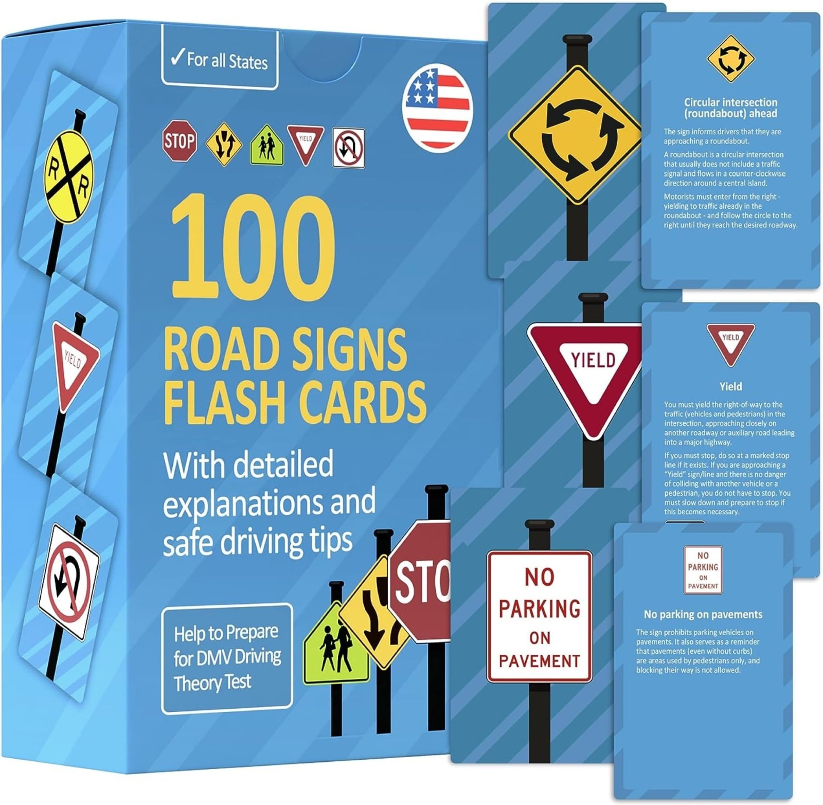 Road Signs Flash Cards – Safe Driving Tips & Explanations – Perfect Teen Gifts