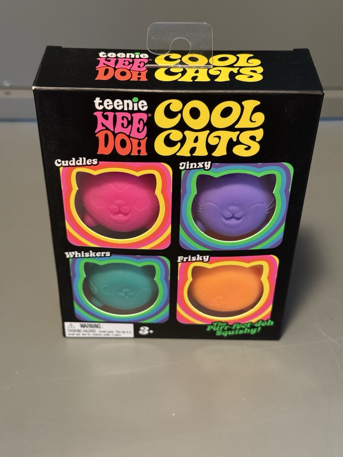 Nee Doh NIB Authentic Teenie Cool Cats 4 Colors Pink Purple Green Orange HTF ▶️
