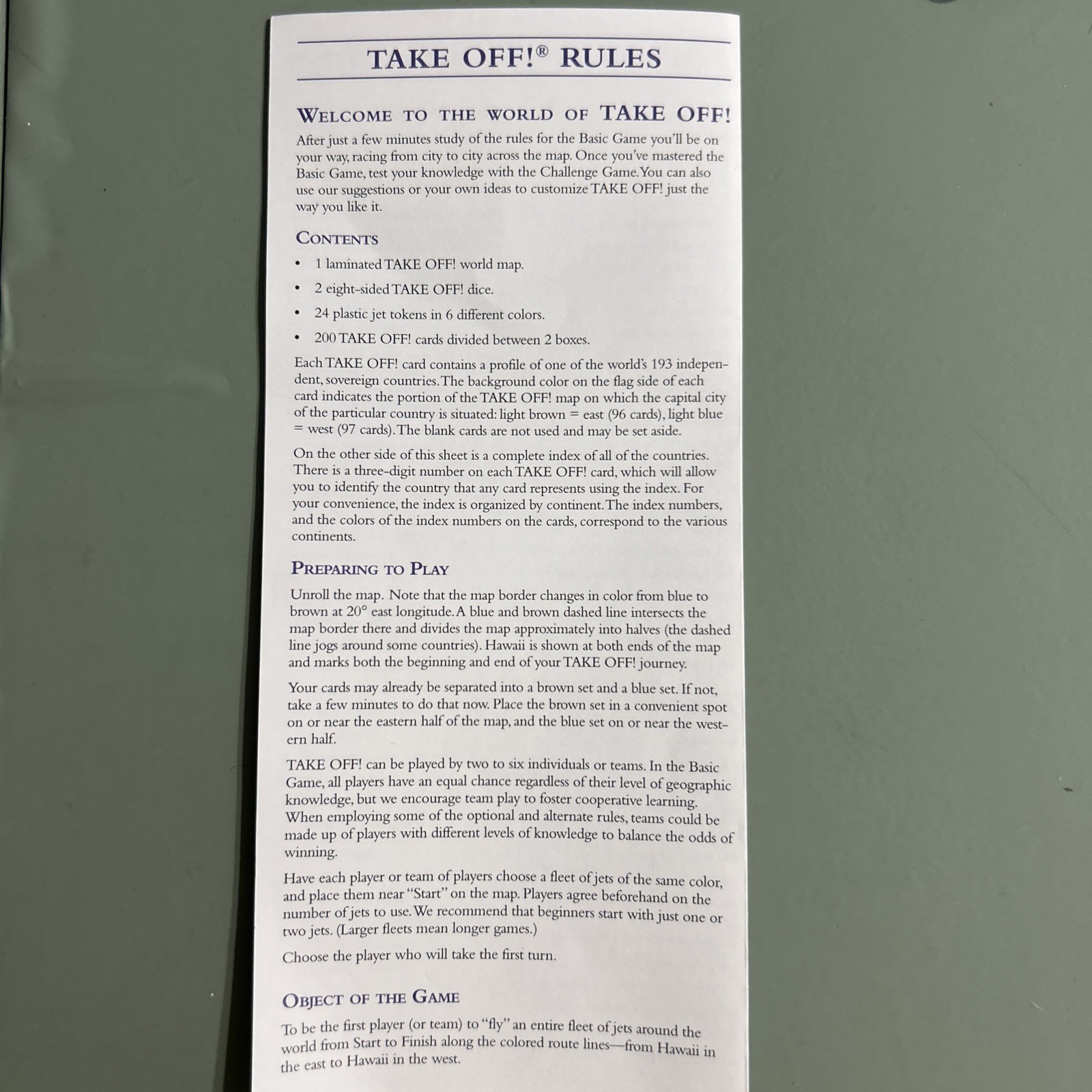 Take Off! The Game That Teaches Geography / A Fun & Fast Moving Map Game