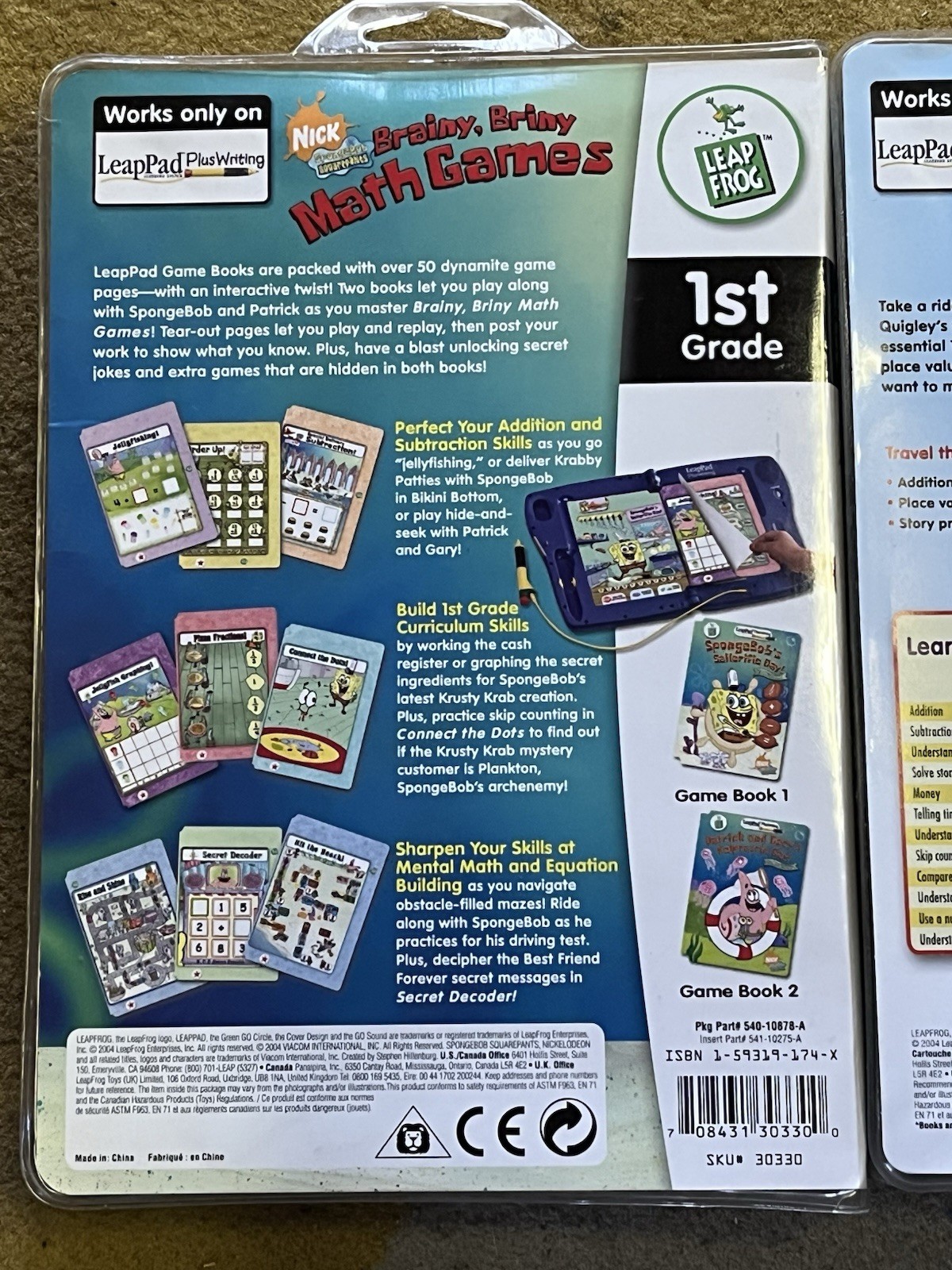 3 Cartridges & Books LeapPad Plus Writing Learning System For Math 1ST GRADE