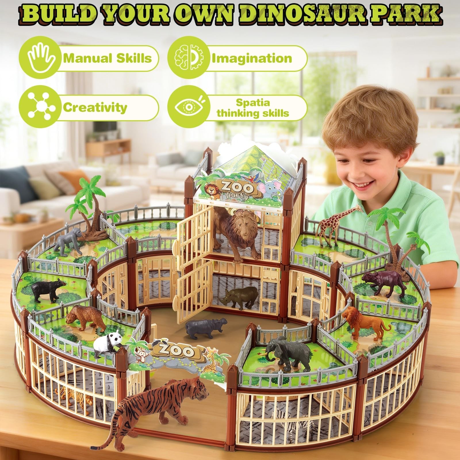 Complete 248PCS Animal Playground Set with 14 Realistic Wild Animals – Bui