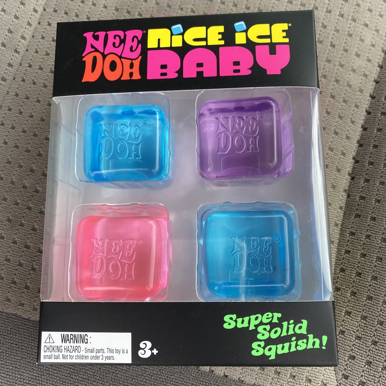 NEW NeeDoh Nice Ice Baby Mini Cubes Pink Blue Purple Super Solid Squish NEW