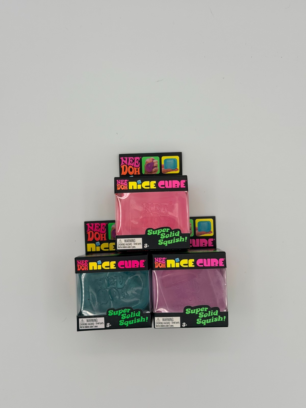 Schylling NeeDoh Nice Cube 3-Pack Bundle –Pink/Purple/Blue– Authentic *BRAND NEW