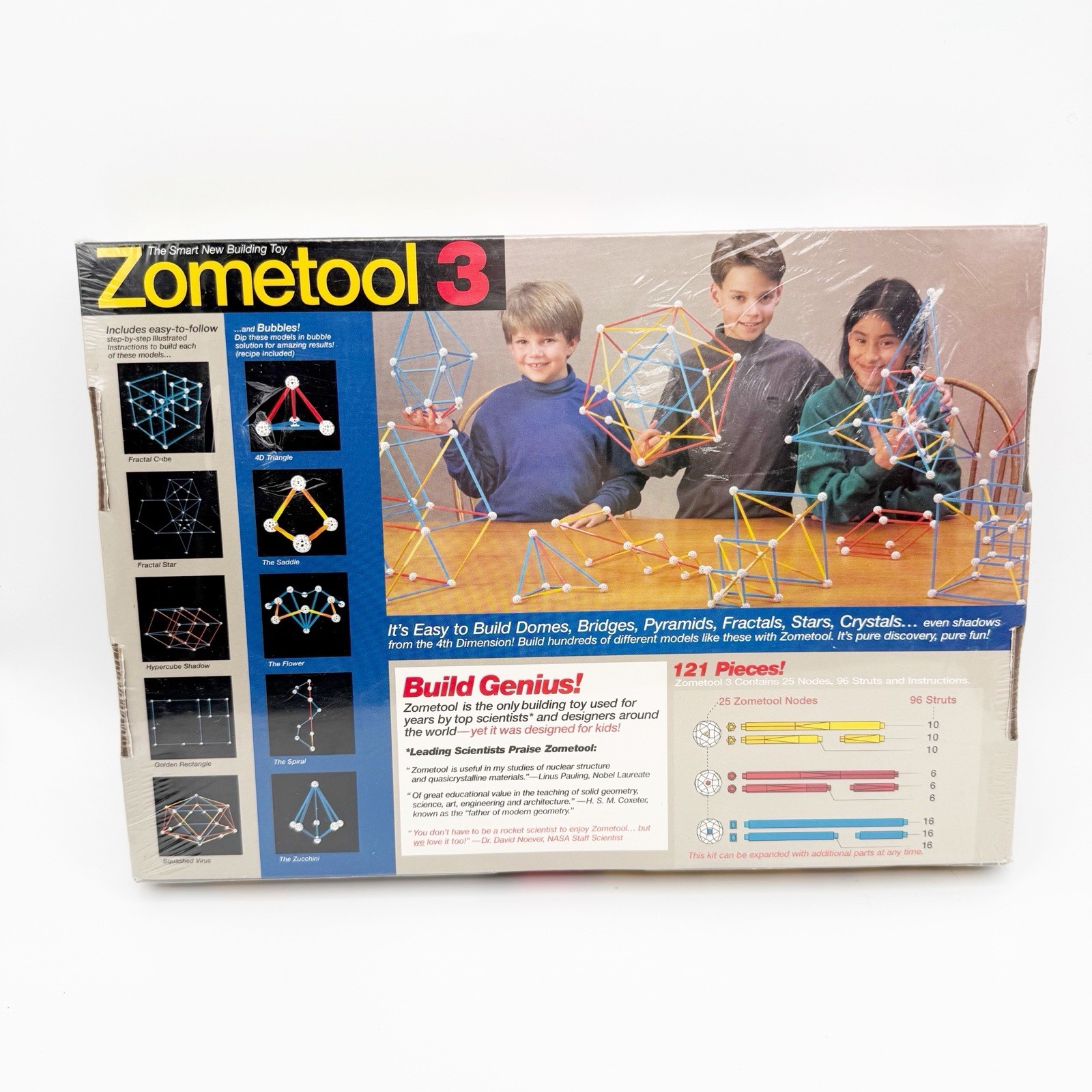 Zometool 3 Construction Kit 121 Pieces Build Domes Bridges Pyramids Crystals NOS