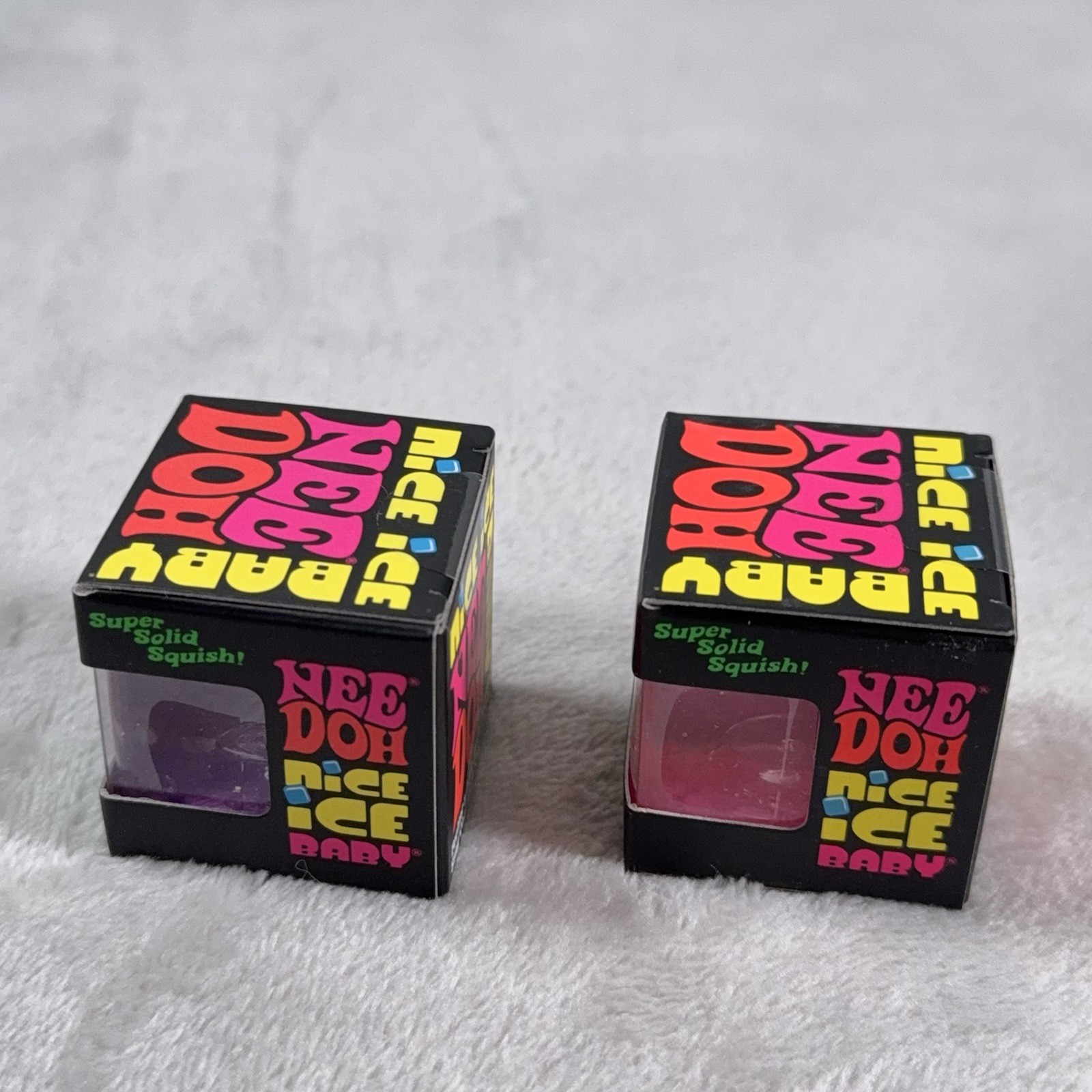 NeeDoh Nice Ice Baby 1”size – 2 Pack Sensory Toy NEW Purple & Red NIB