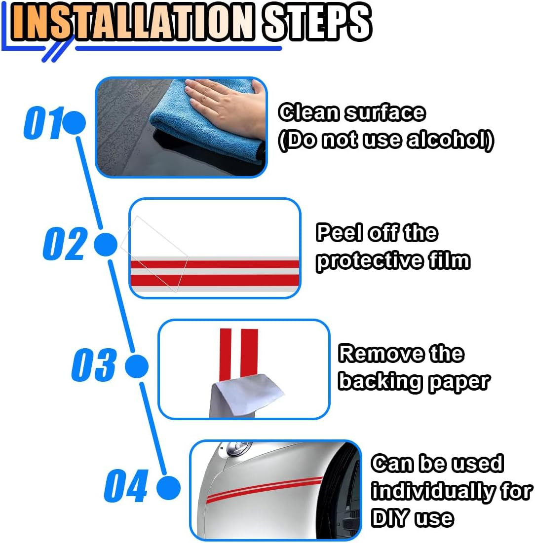 32Ft Car Pinstriping Tape, Vinyl Pin Striping Decals Car Trim Stripe Tape DIY St