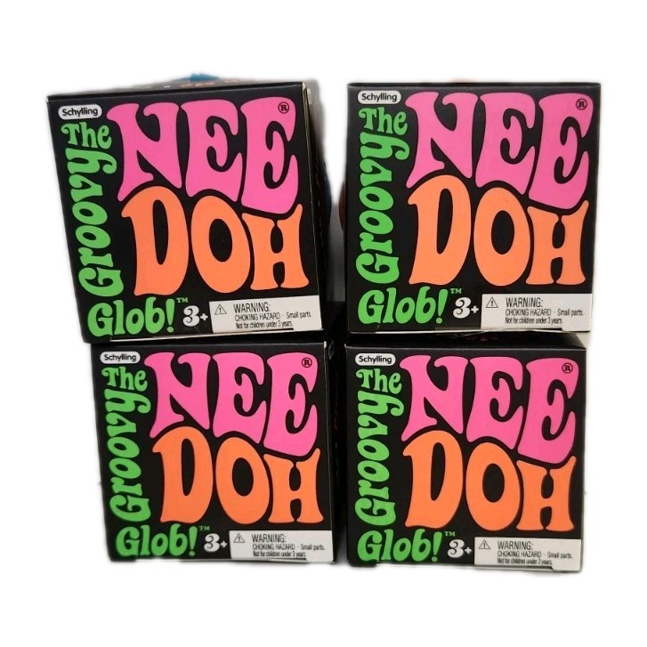 Schylling NeeDoh The Groovy Glob Lot of 4 Blue Purple Pink & Orange (FREE SHIP)