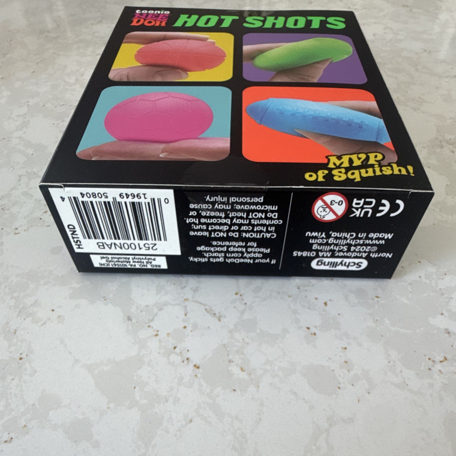 Schylling NeeDoh Teenie Hot Shots Squish Squeeze Toy Set, Pink/Green/Blue/Orange