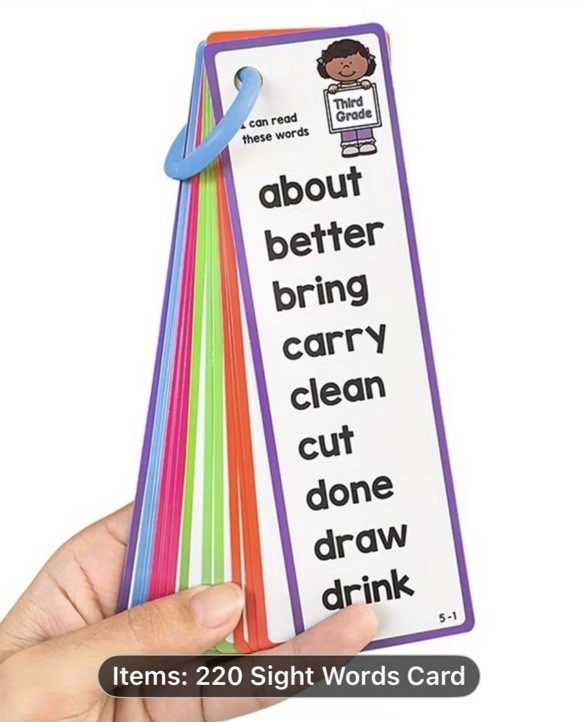 220 Sight Words Waterproof Double-Sided Educational Reading Toy Ages 4-7