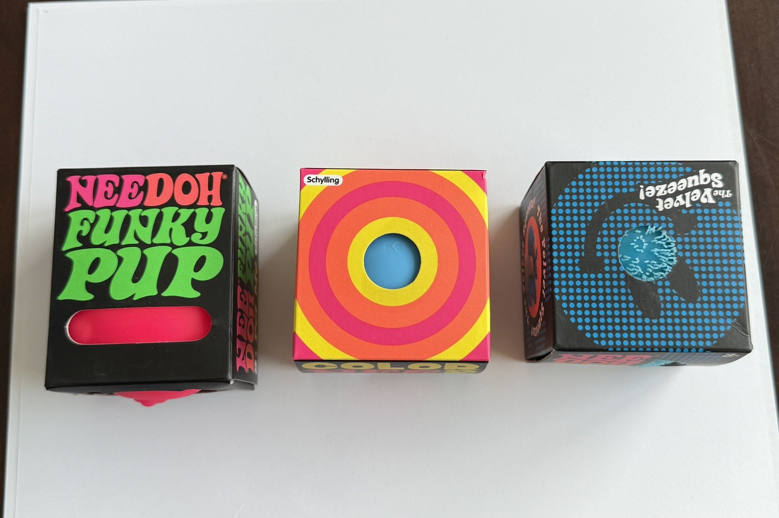 Schylling NeeDoh Toy Lot Funky Pup Color Change Fuzz Ball Flower Power AUTHENTIC