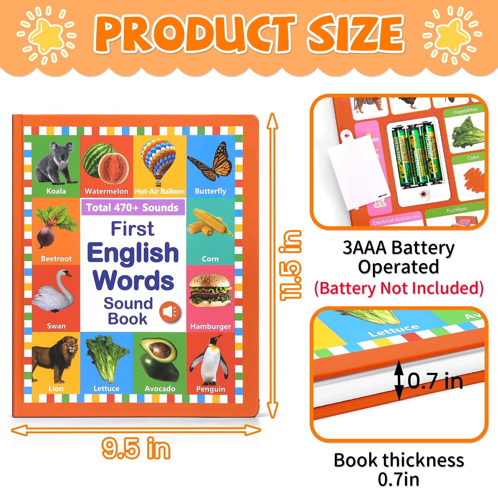 2025 New My First English Words Sound Book Toy, English Learning Talking Book
