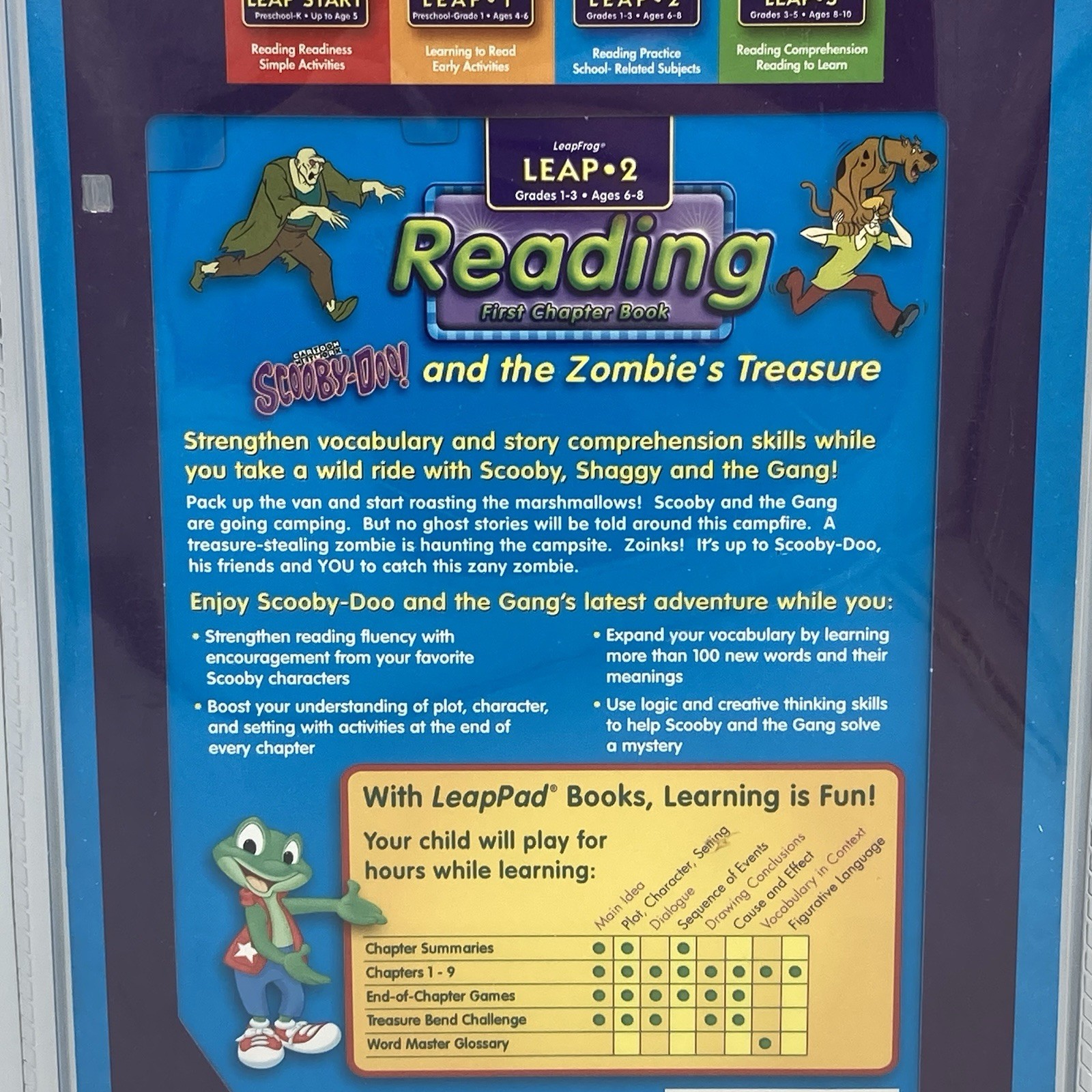Leap Frog Leap Pad Leap 2 Scooby Doo & Zombie Treasure Book Cartridge 2001 NOS