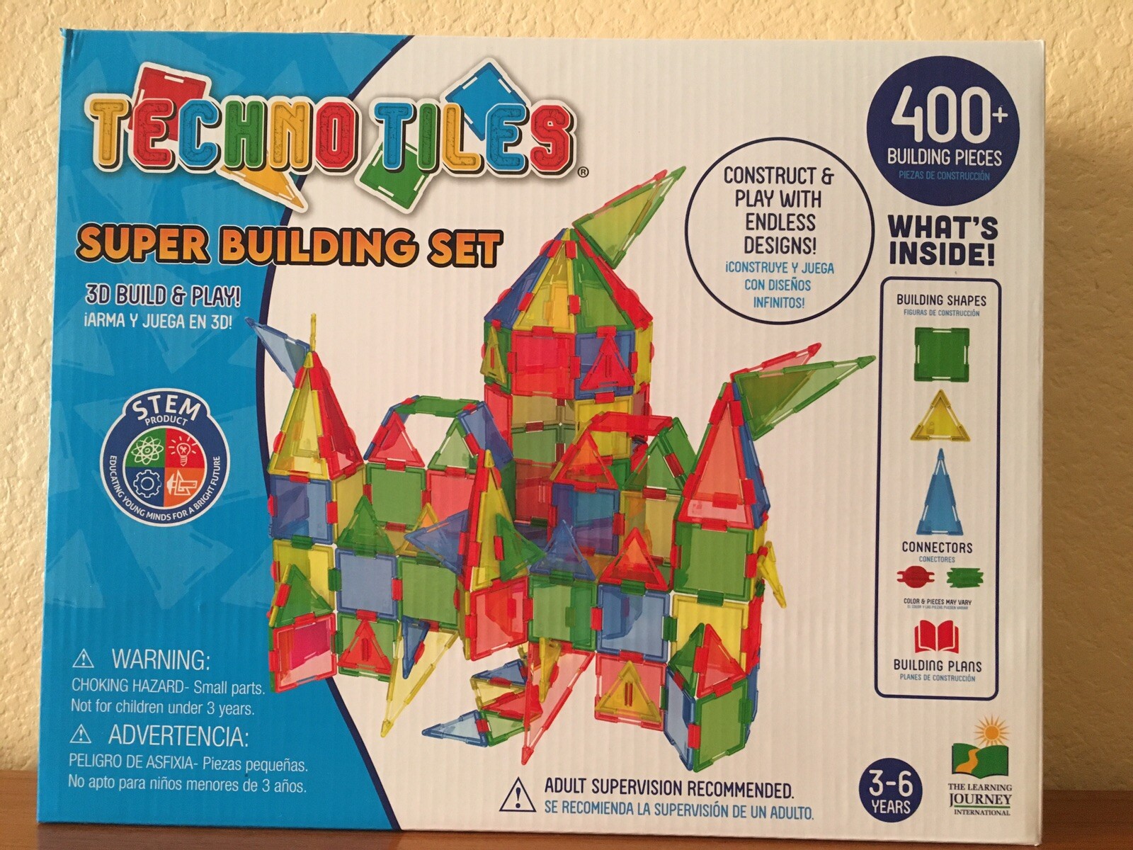 Techno Tiles Super Building Set 3D Build 400+ Building Pieces Ages 3-6 Years New