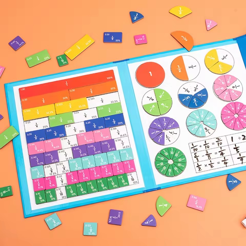 Magnetic Fraction Educational Puzzle Fraction Tiles and Circles, Equip Magnetic