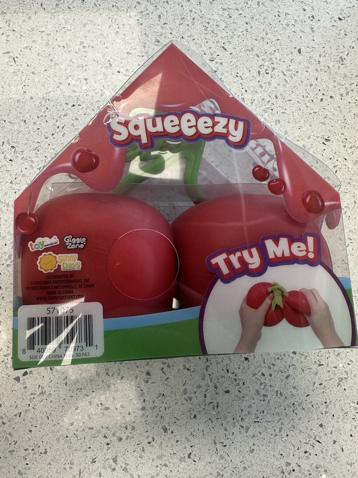 Sunny Days Squeezy Cherry Squeeze Toy – Red/Green – Ages 3+ (3-4 Years)