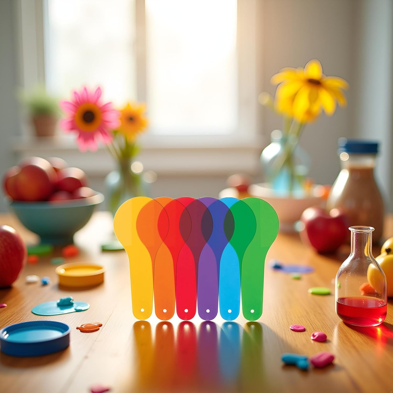 6Pcs Color Paddles, Transparent Color Paddles, Color Learning, Optics Color